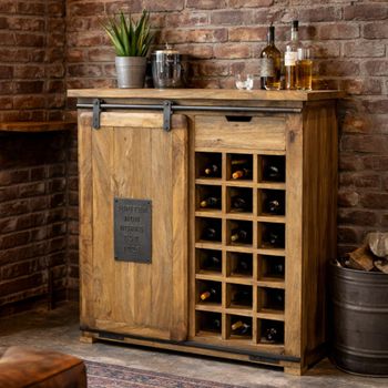 Wooden 1 Sliding Door 1 Door 1 Drawer Wine Cabinet