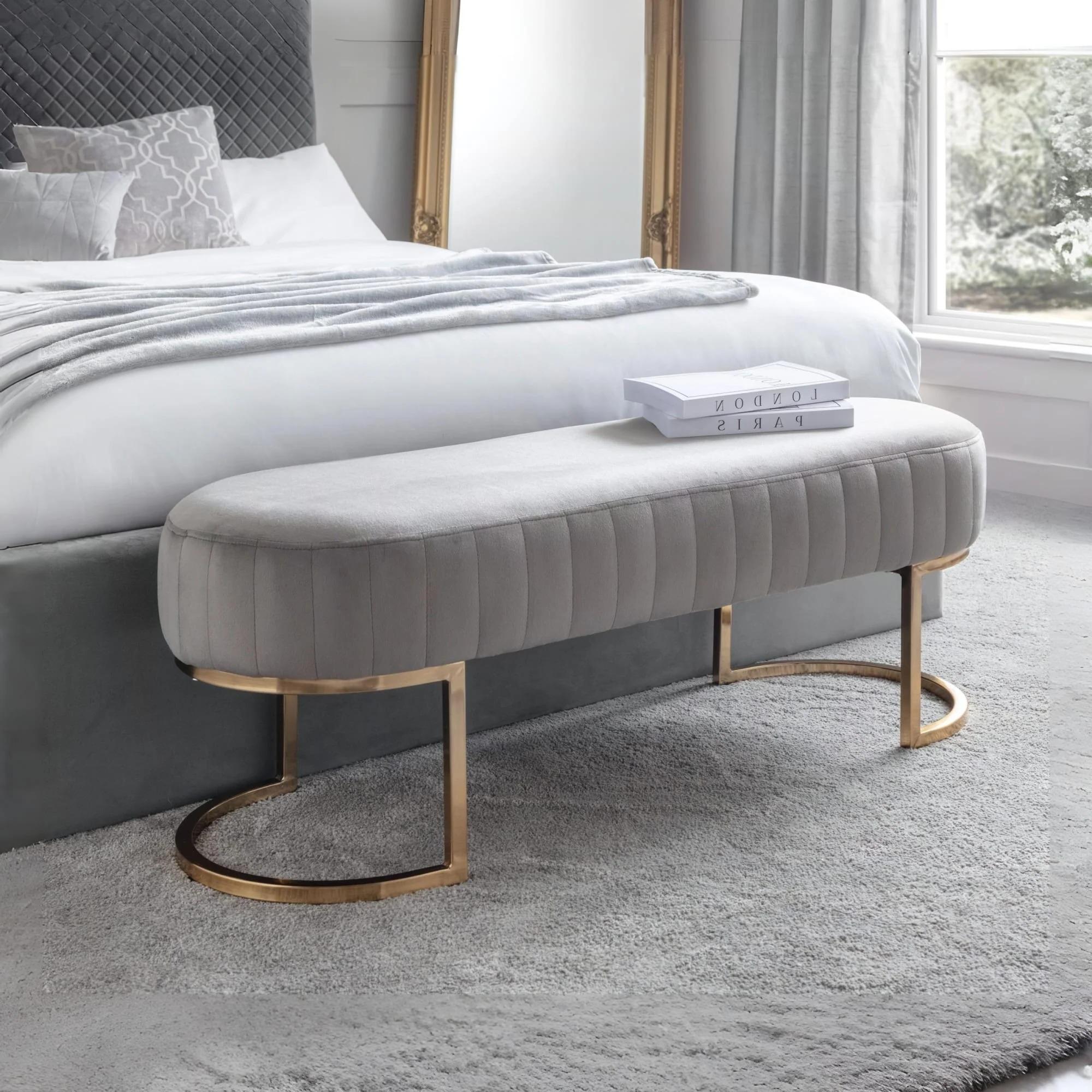 Harrogate Grey Curved Upholstered Bench