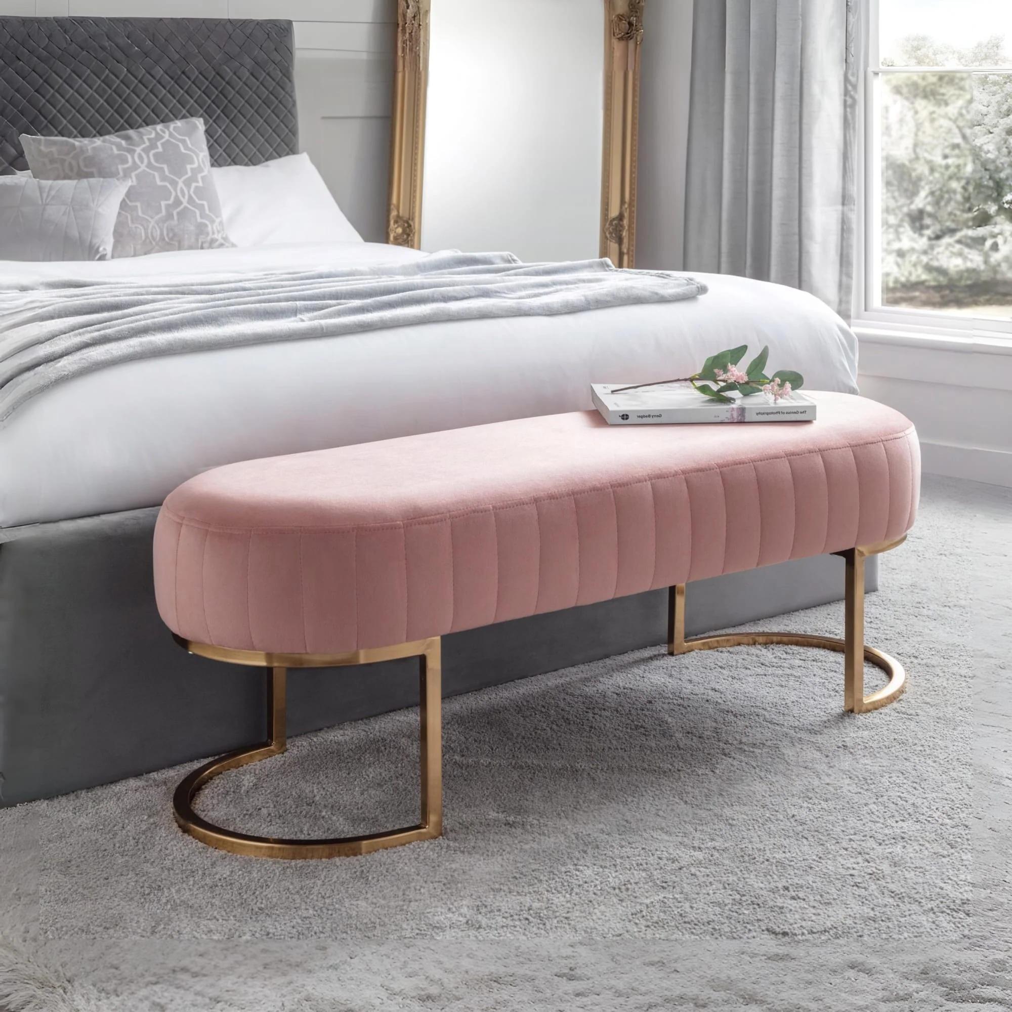 Harrogate Pink Curved Upholstered Bench