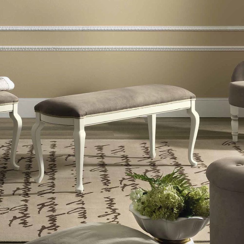 Nostalgia Bench - Leather Padded - Bianco Antico