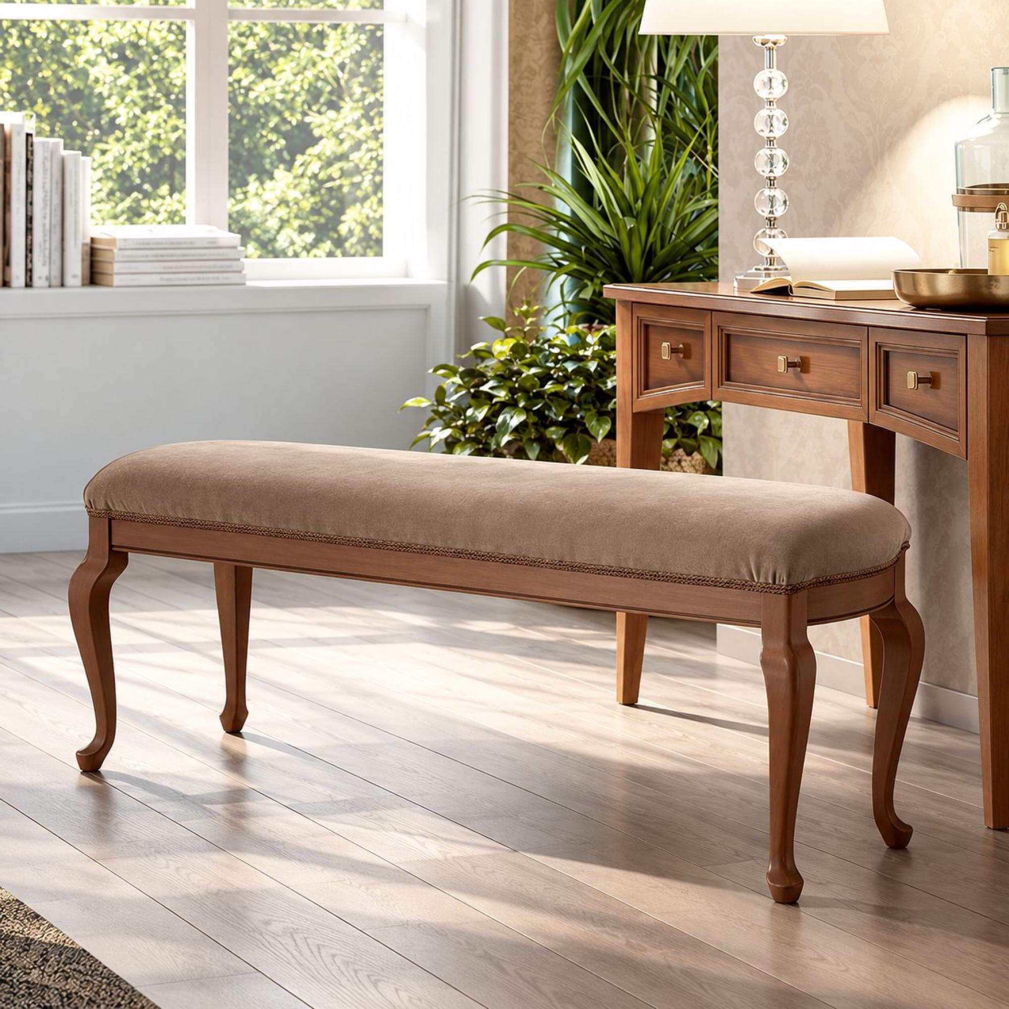 Giotto Italian Bench - Padded - Walnut