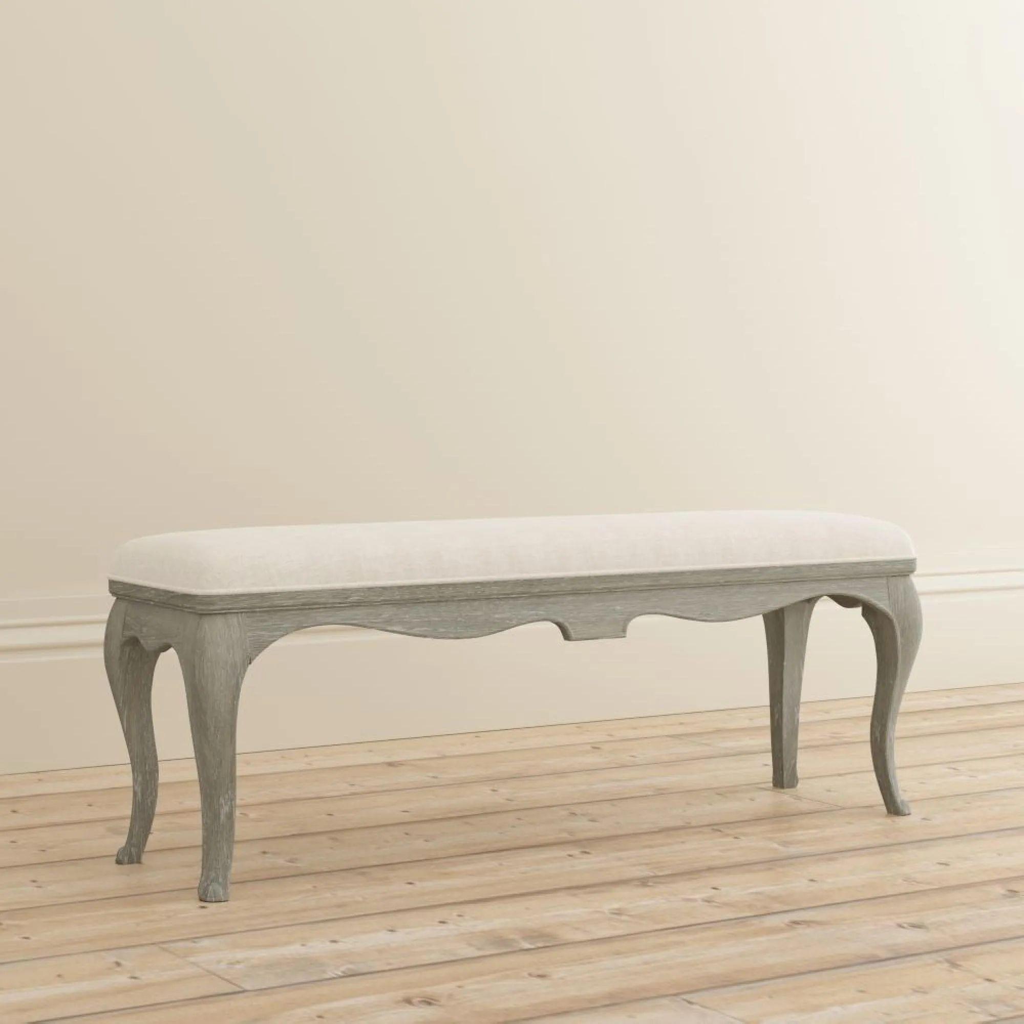 Camille Padded Bedroom Bench - Grey Oak