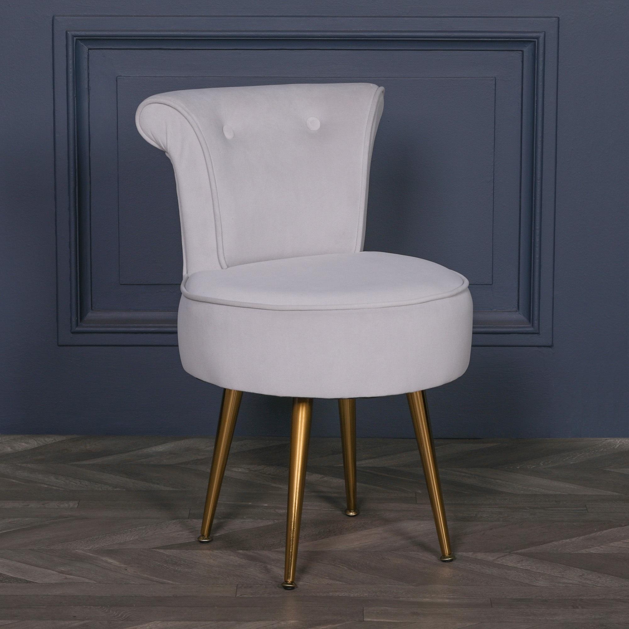 Bedroom Chair - Light Grey Velvet - Roll Back
