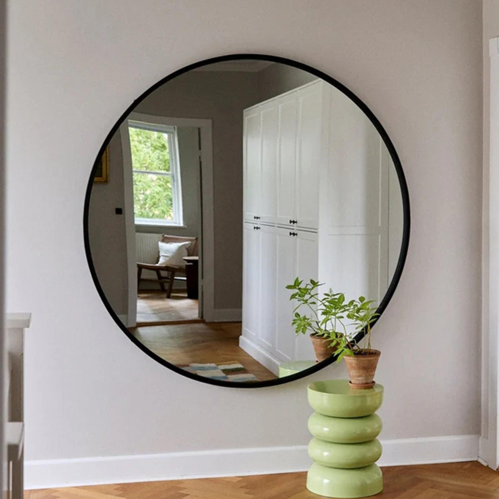 Asio Round Wall Mirror - Black - Metal - 160cm x 160cm
