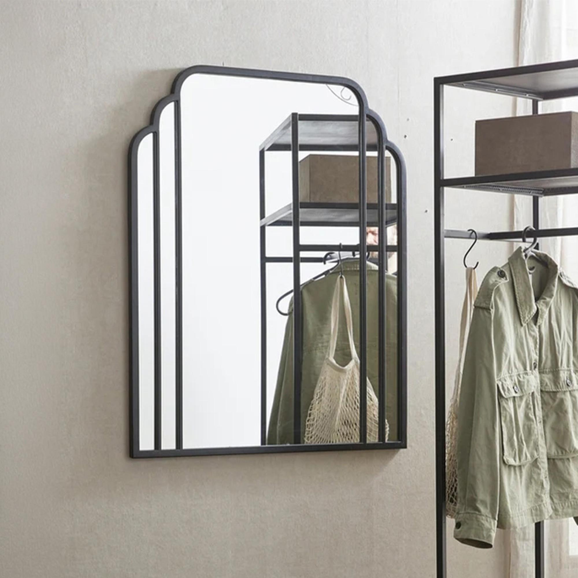 Skylark Wall Mirror - Black - Metal - 82cm x 102cm