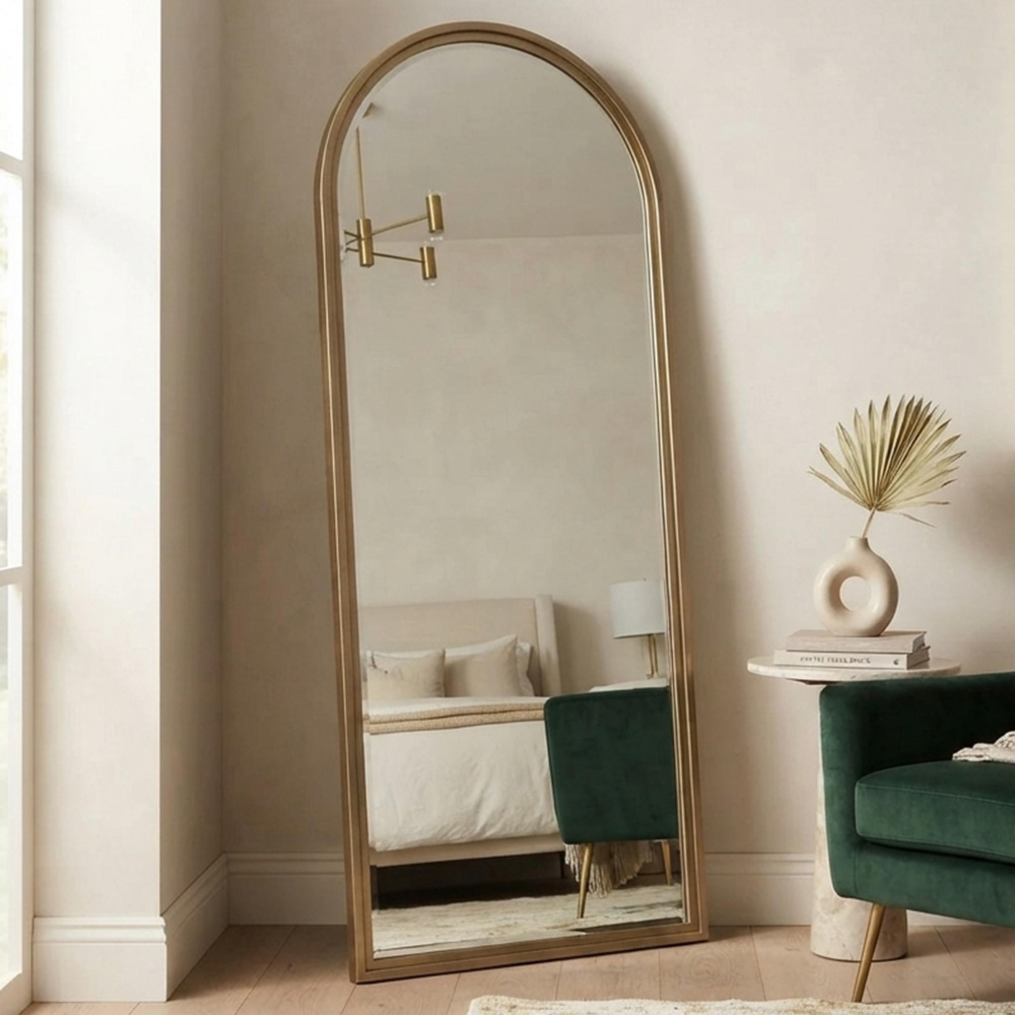 Maylinn Leaner Mirror - Arch - Brushed Gold - Metal - 80cm x 190cm