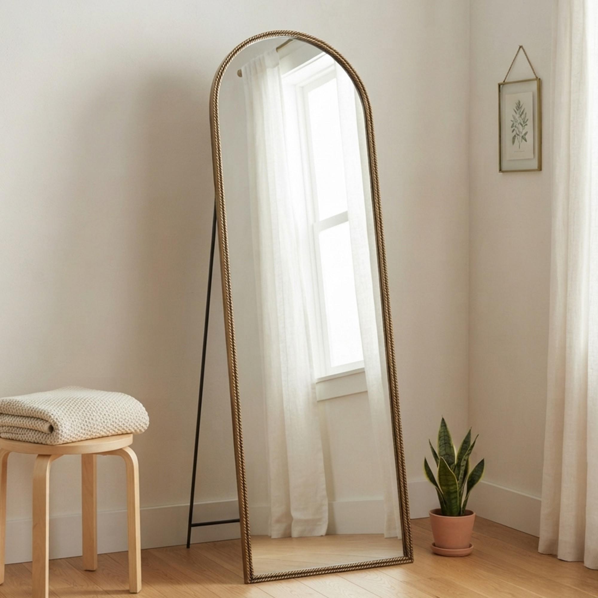 Laurine Cheval Mirror - Arch - Gold - Metal - 56cm x 175cm