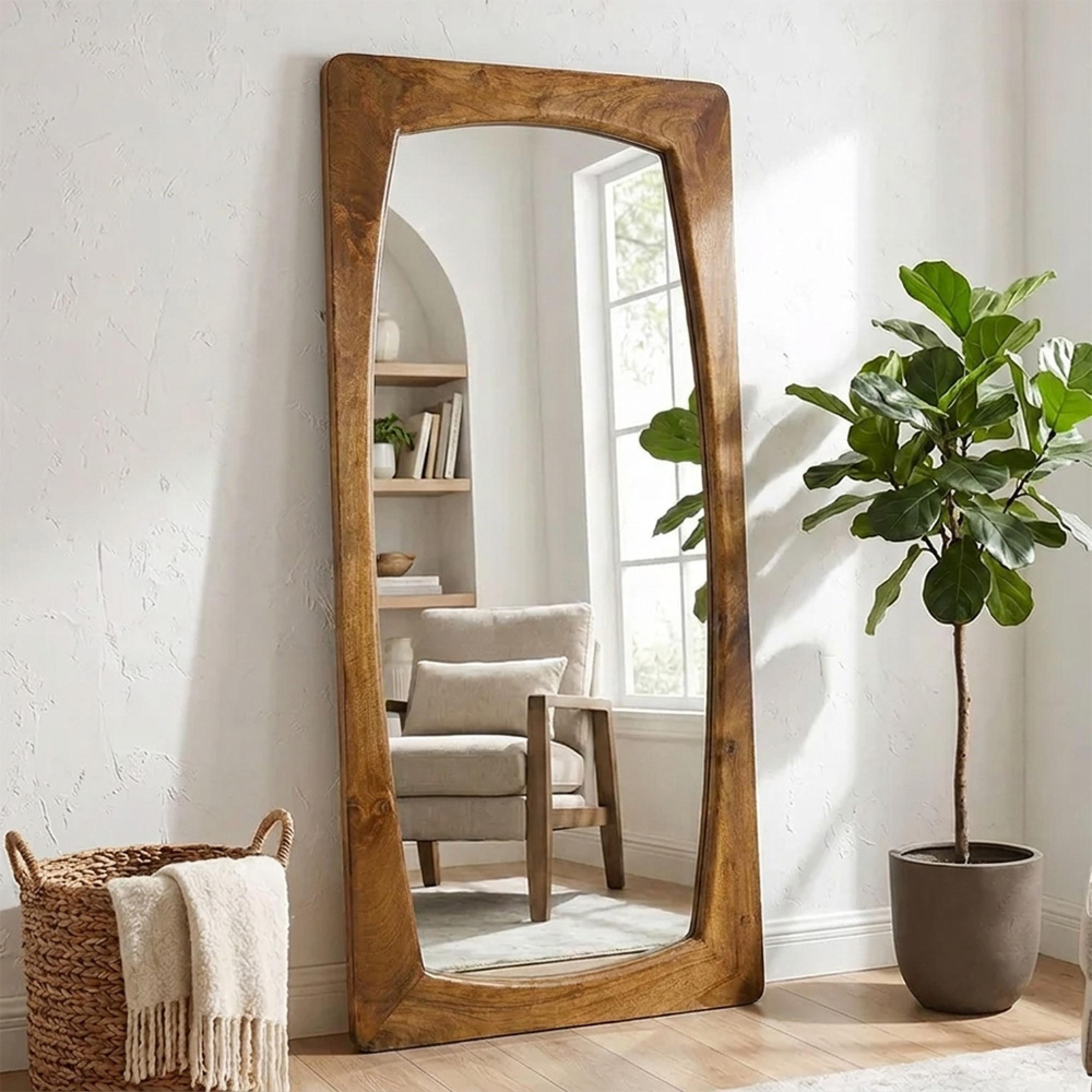 Brix Alain Leaner Mirror - Natural - Mango Wood - 53cm x 113cm