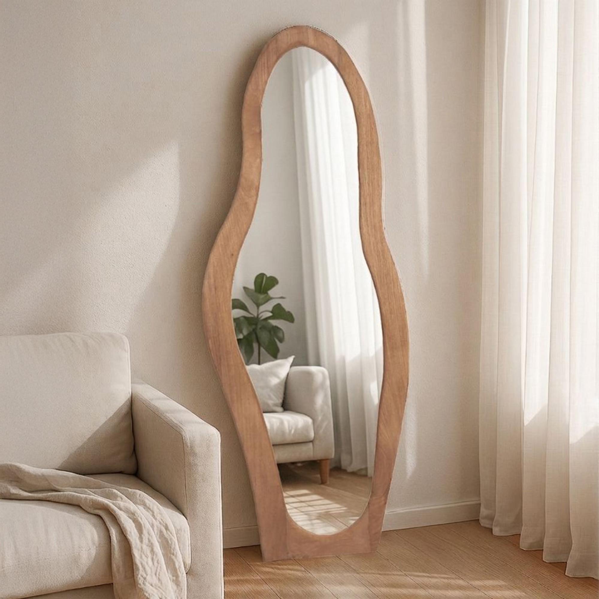 Brix Olivia Leaner Mirror - Abstract - Almond - Glass - 85cm x 200cm