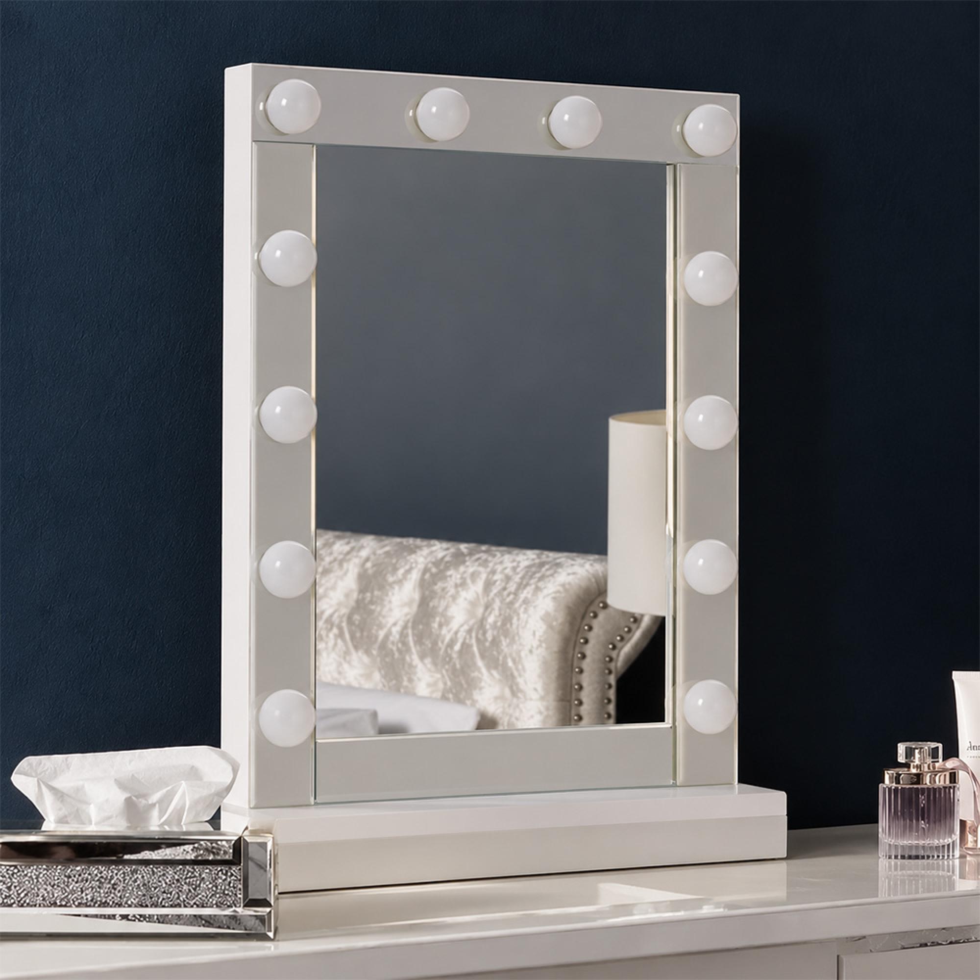Clearance - Kirtland with Lighting White 60cm x 120cm Dressing Mirror - A169