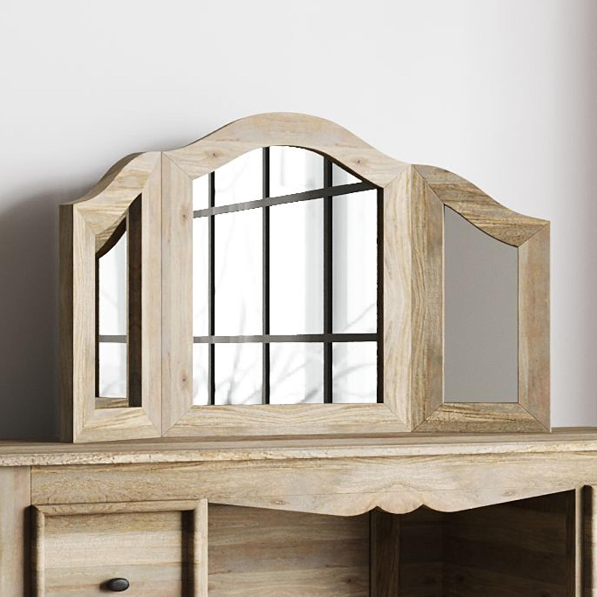 Fleur Triple Mirror - Grey - French Style