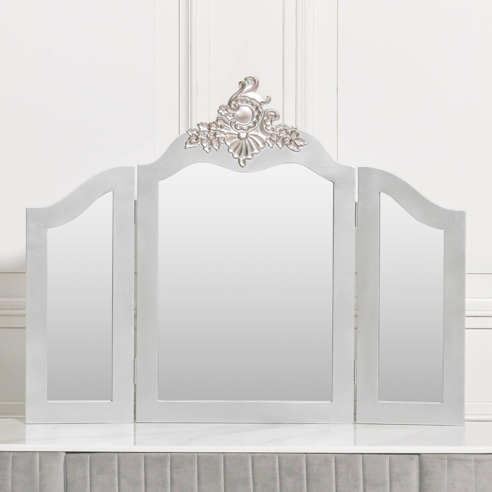 French Style Vanity Mirror - Antique Silver - 86cm x 68cm