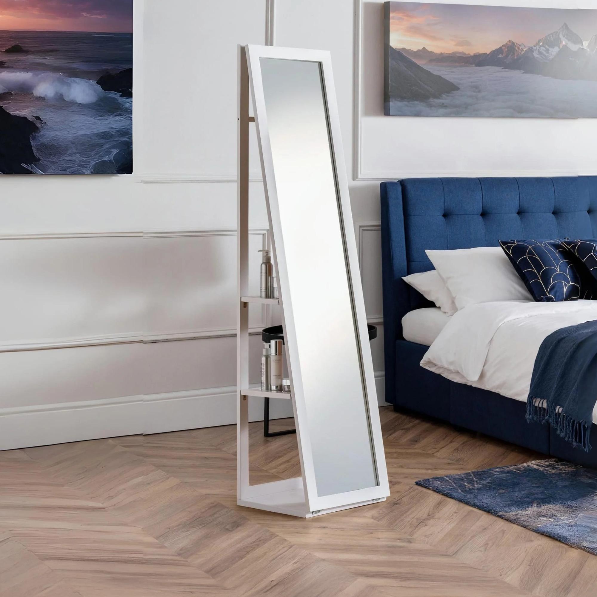 Fresco Bedroom Storage Mirror - White