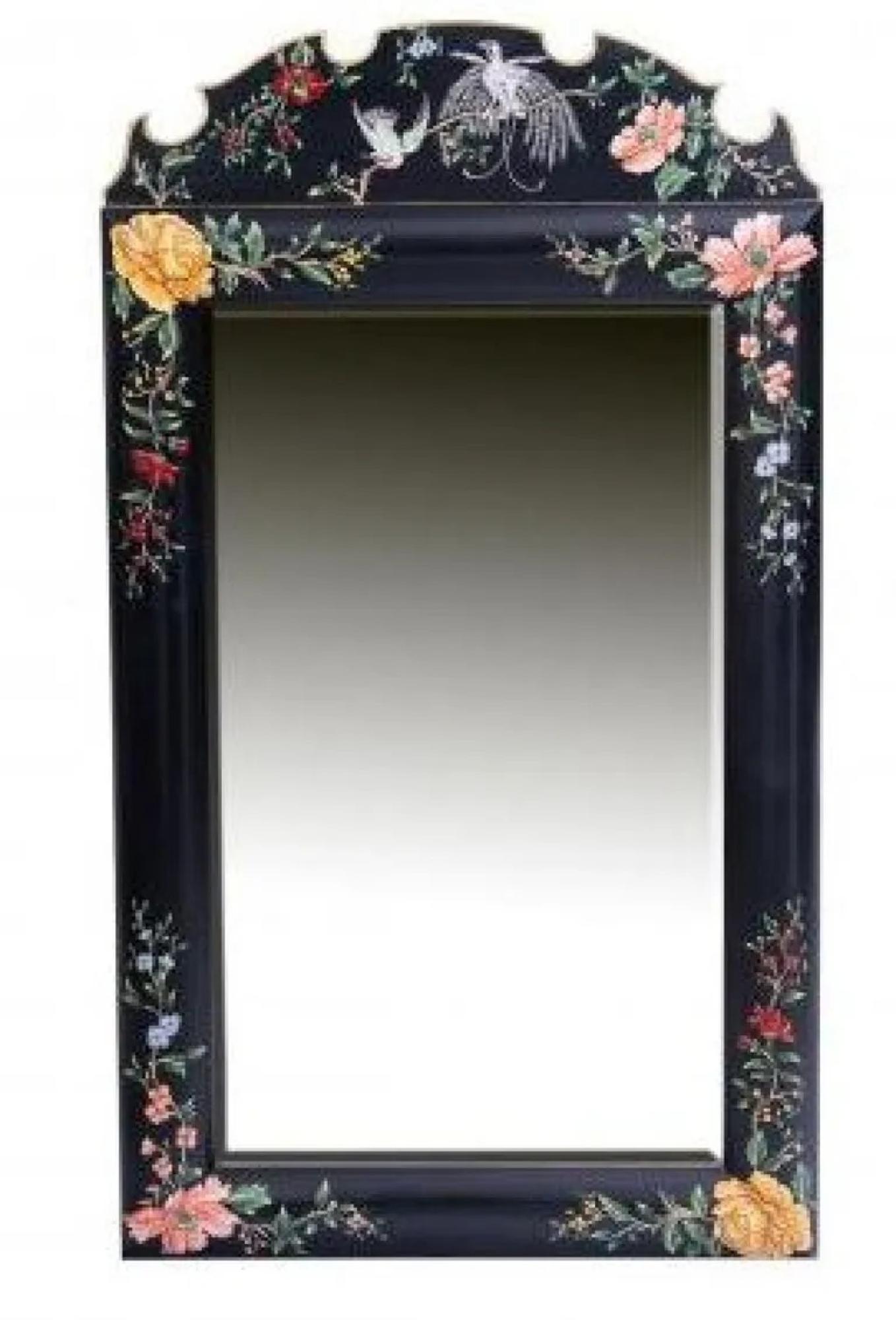 Meerut Dressing Mirror - Lyre Bird Design - Black