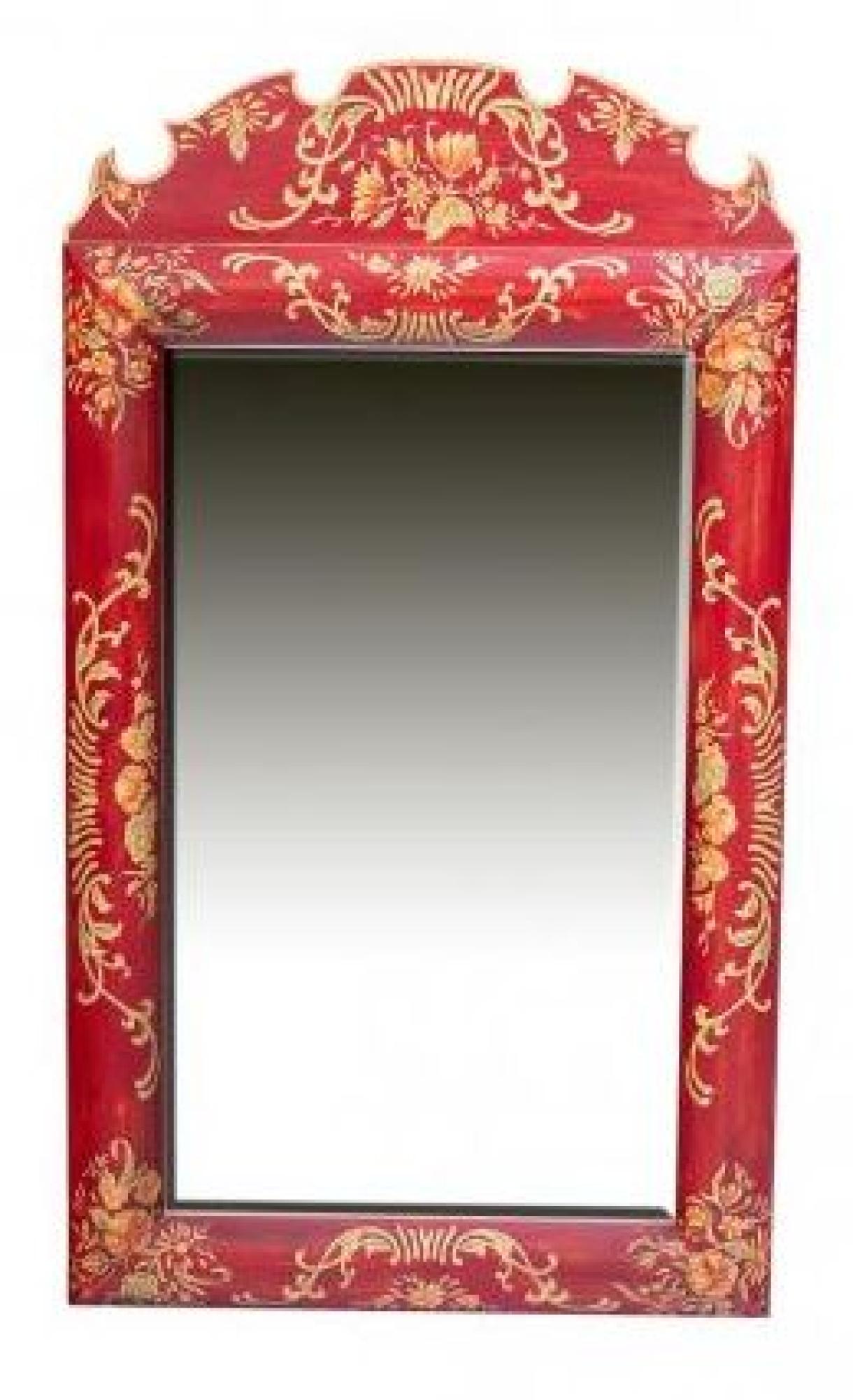 Meerut Dressing Mirror - Floral Design - Red