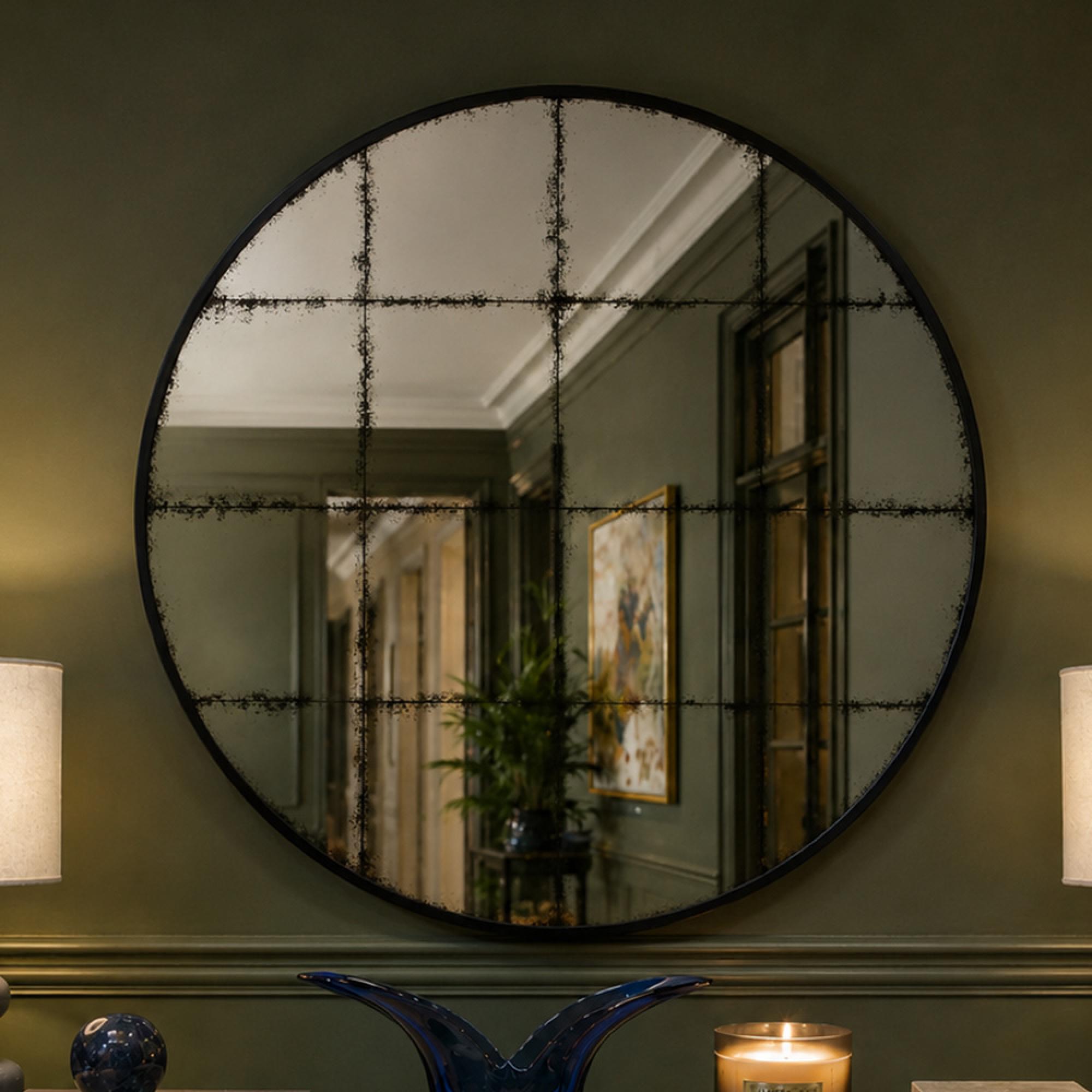 Set of 2 Williamson Black Round Wall Mirror