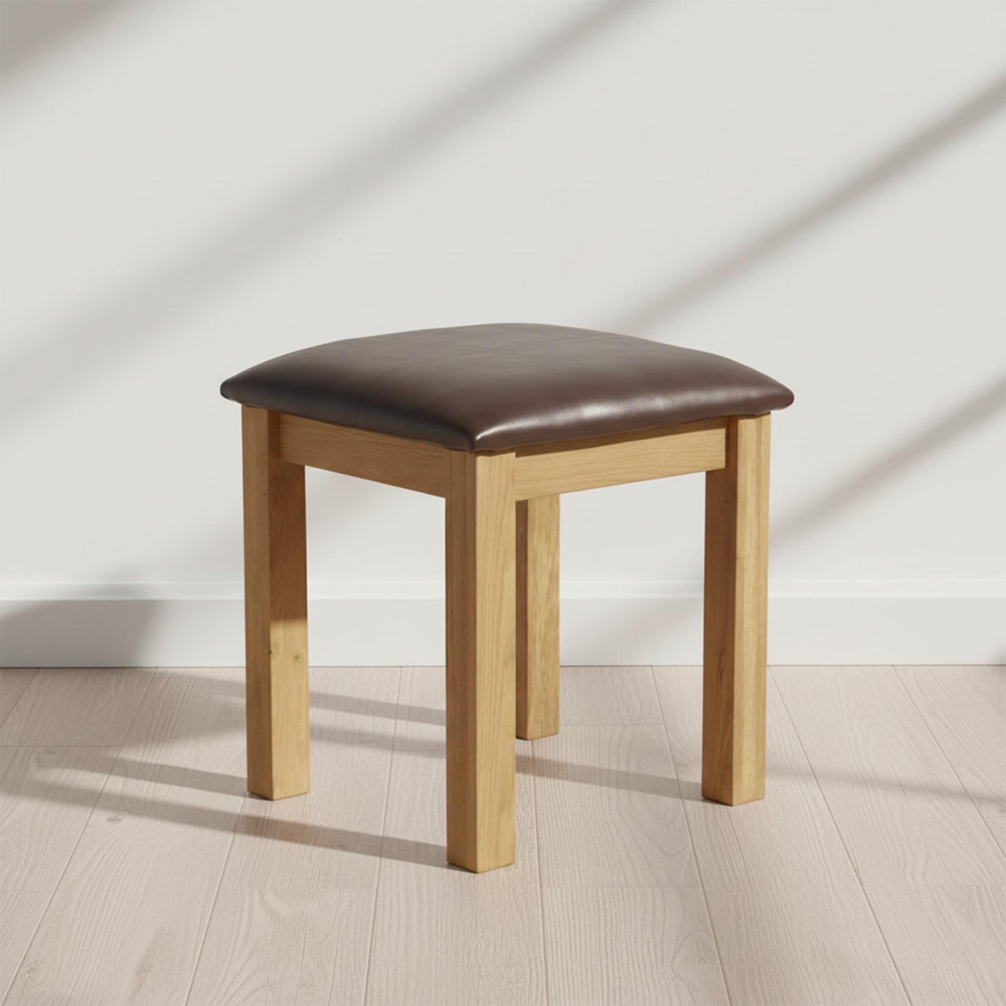 Salisbury Premium Dressing Stool - Padded - Oak