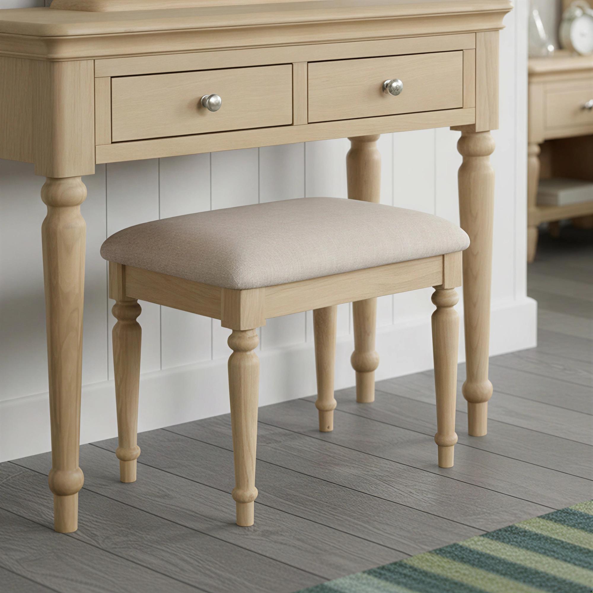 Cromwell Padded Dressing Stool - Oak