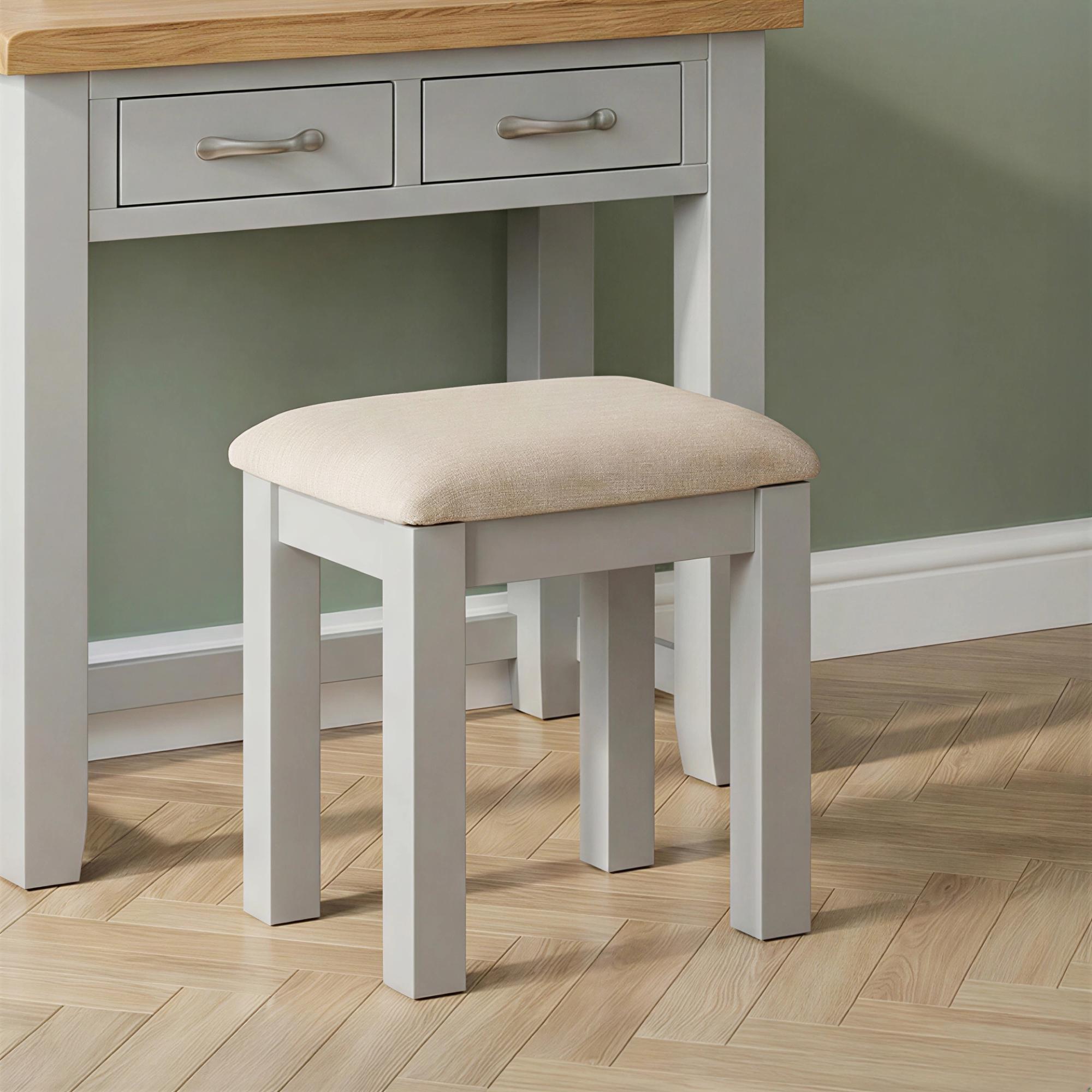 Wilmont Padded Dressing Stool - Grey Painted