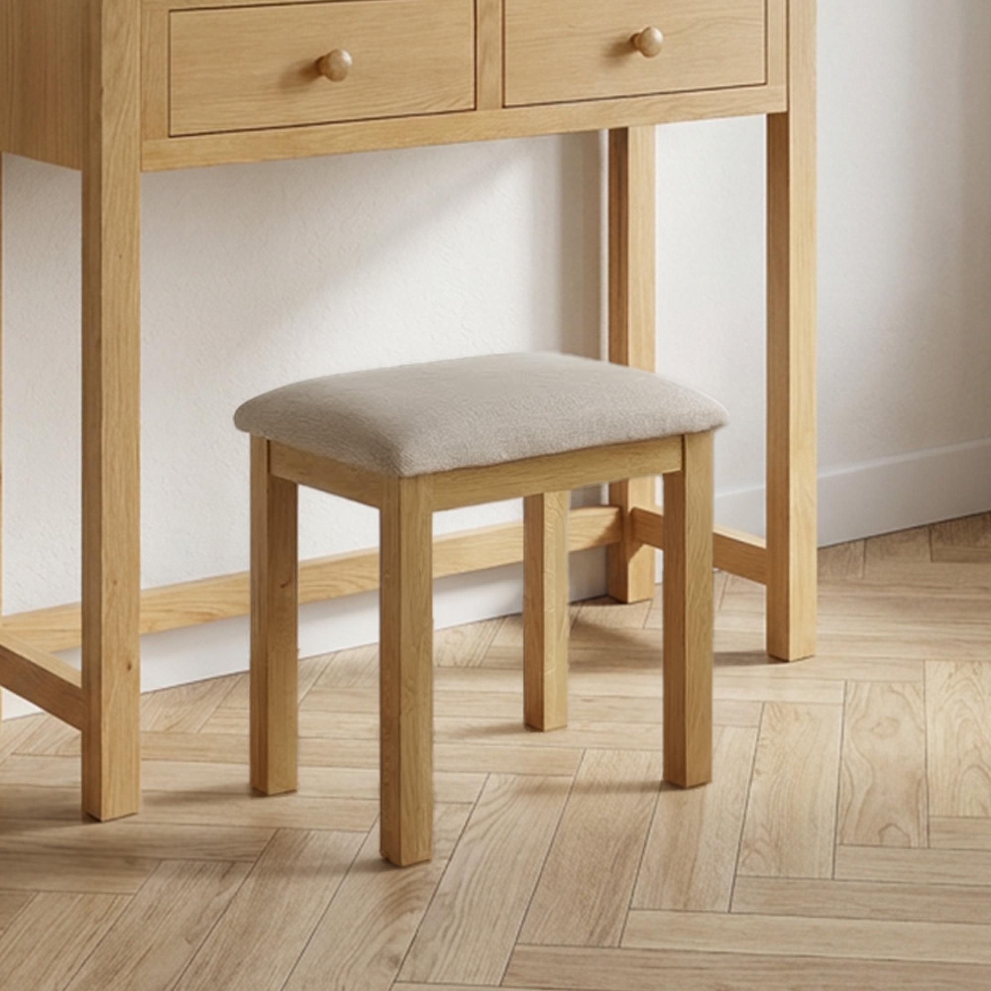 Arlington Padded Dressing Stool - Oak