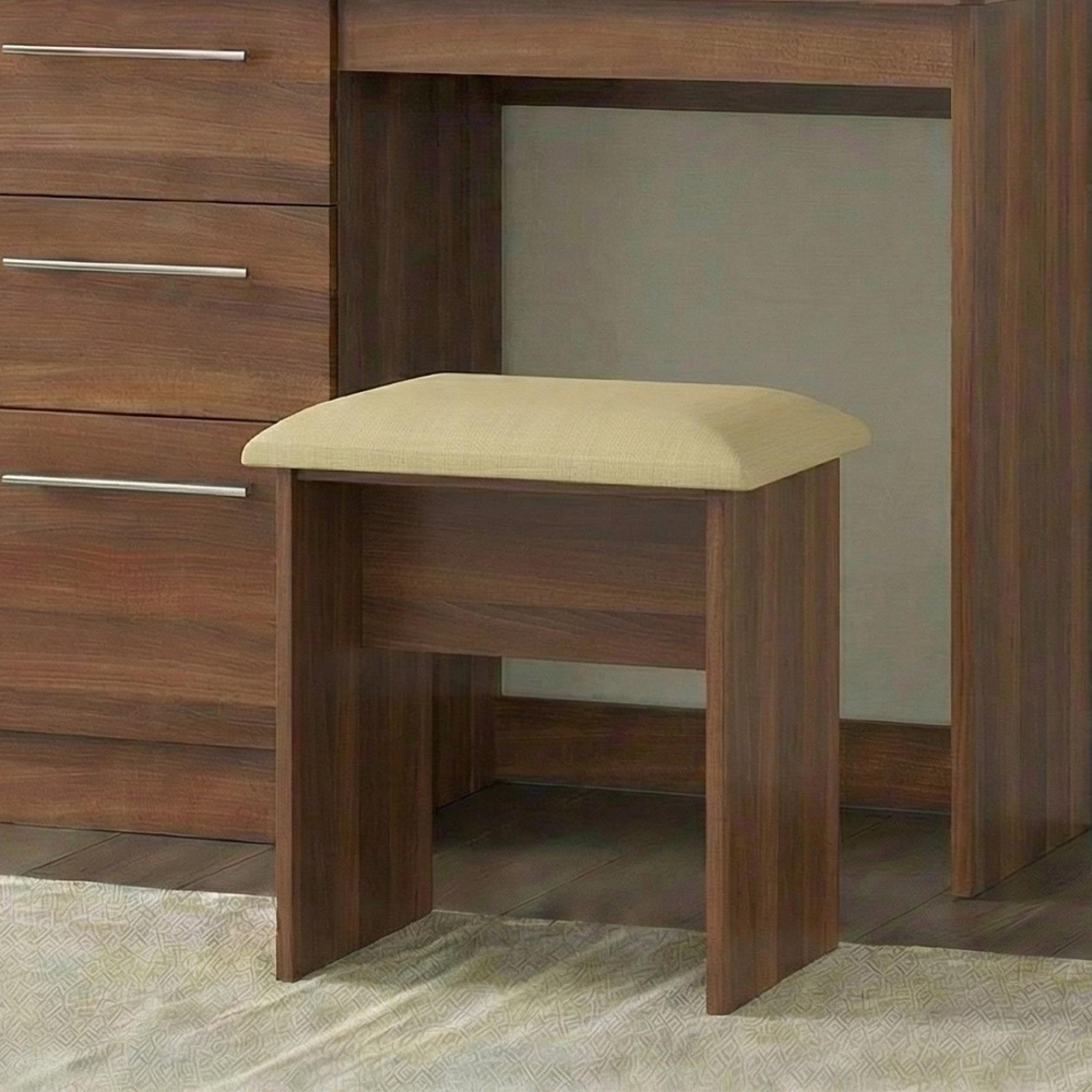 Sherwood Padded Dressing Stool - Walnut