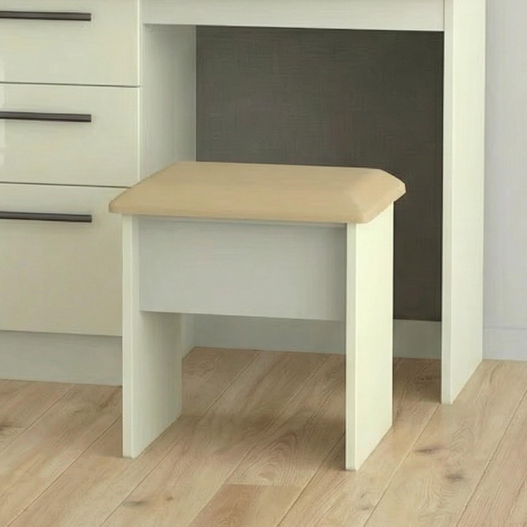 Knightsbridge Padded Dressing Stool - Cream Gloss