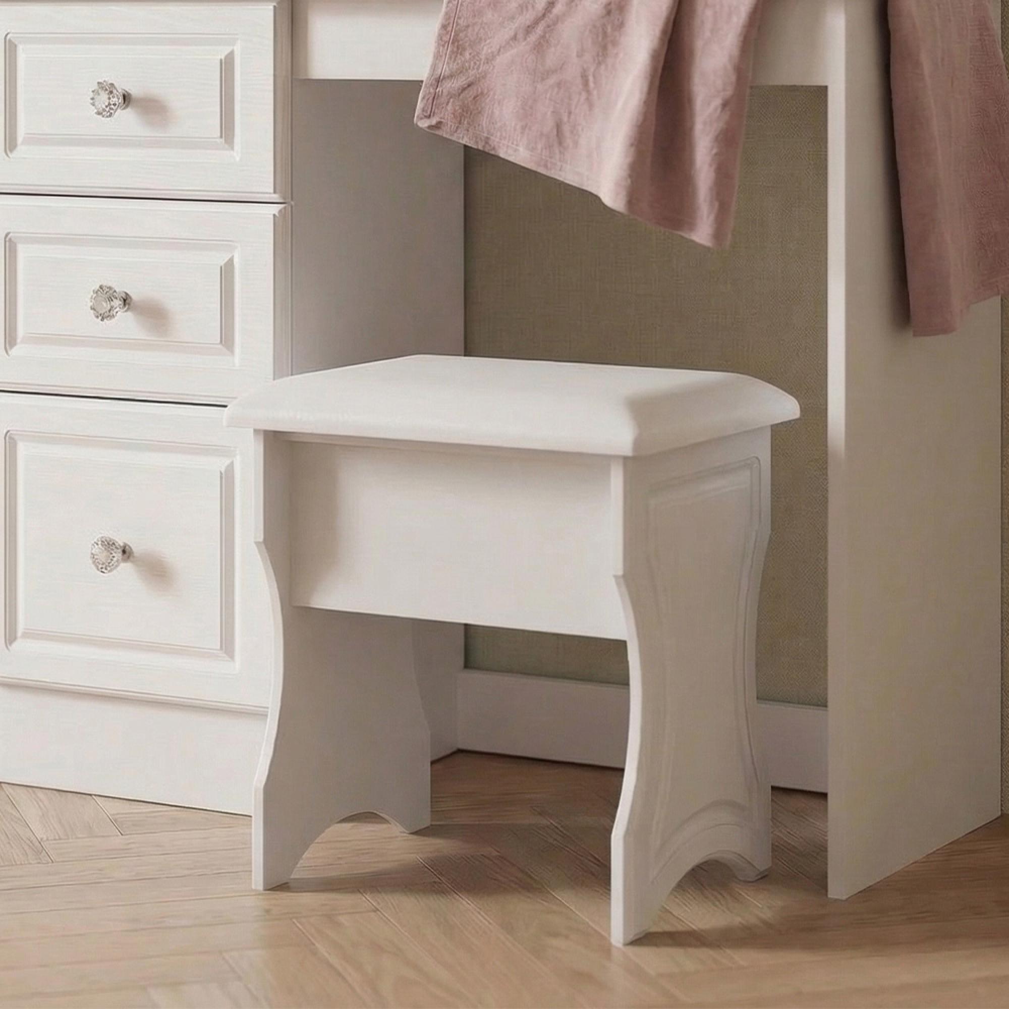 Crystal Padded Dressing Stool - White