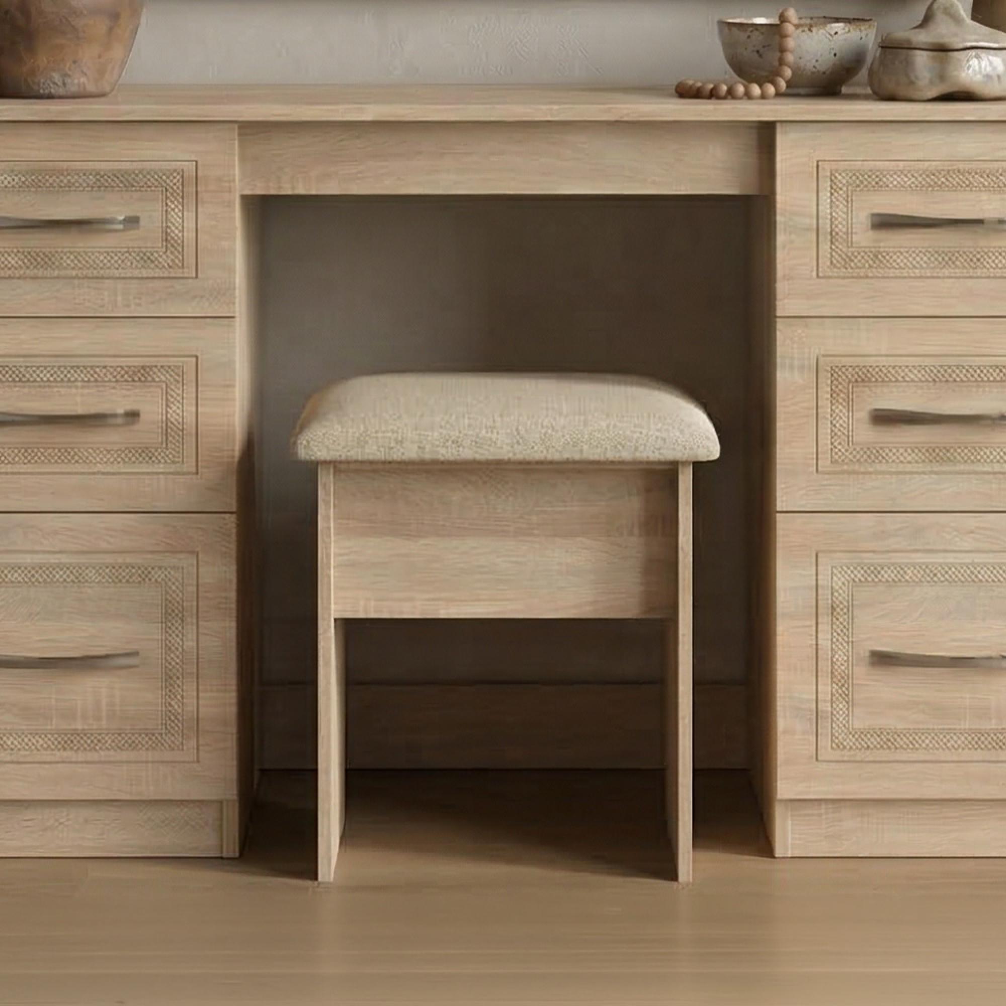 Dorset Dressing Stool - Padded - Oak