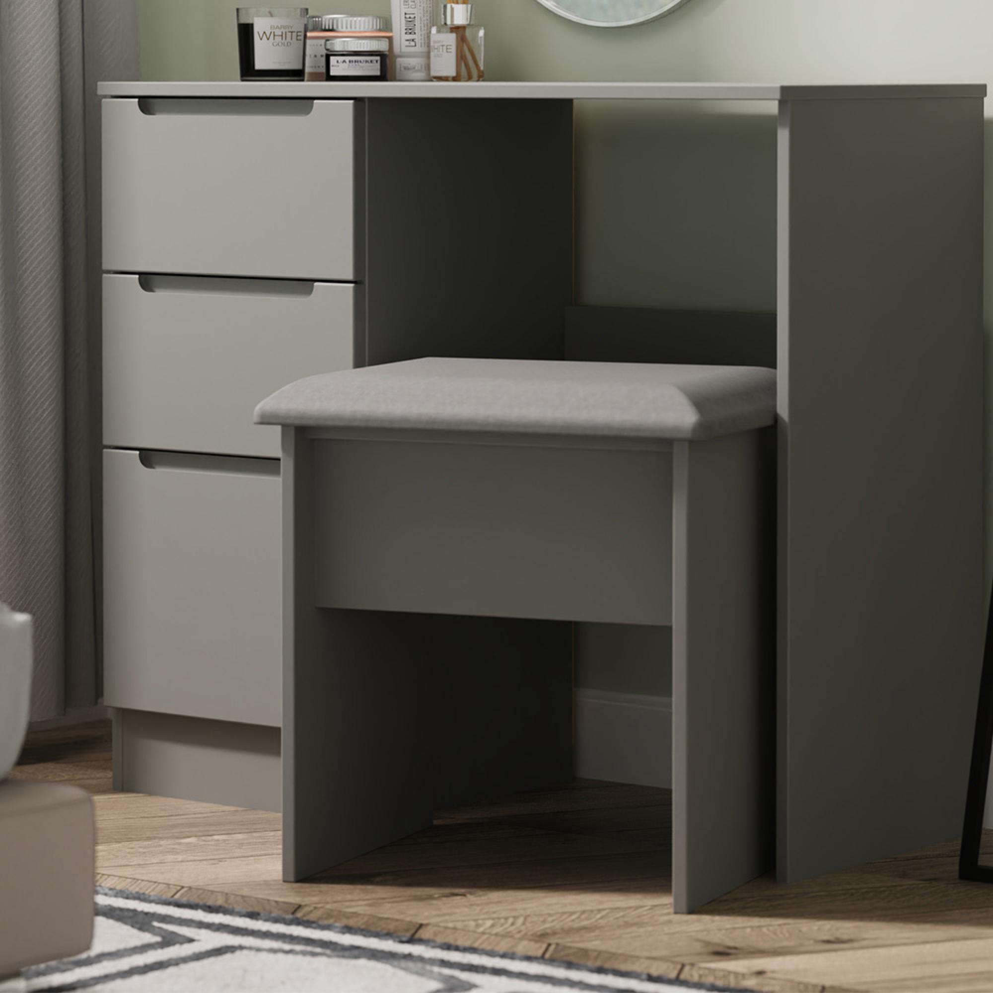 Milan Dressing Stool - Padded - Grey