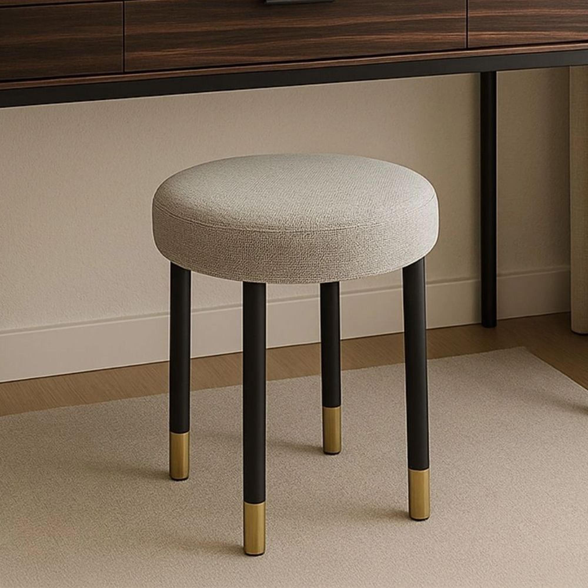 Bali Stool - Round - Grey and Black - Padded