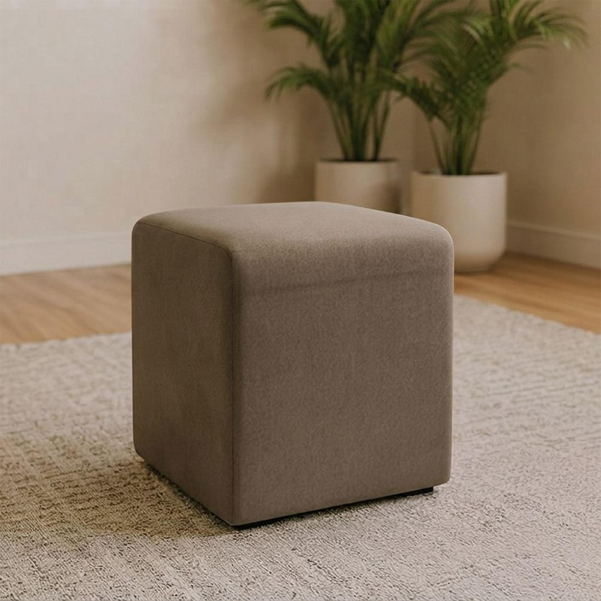 Ben Stool - Square - Biscuit - Boucle Fabric