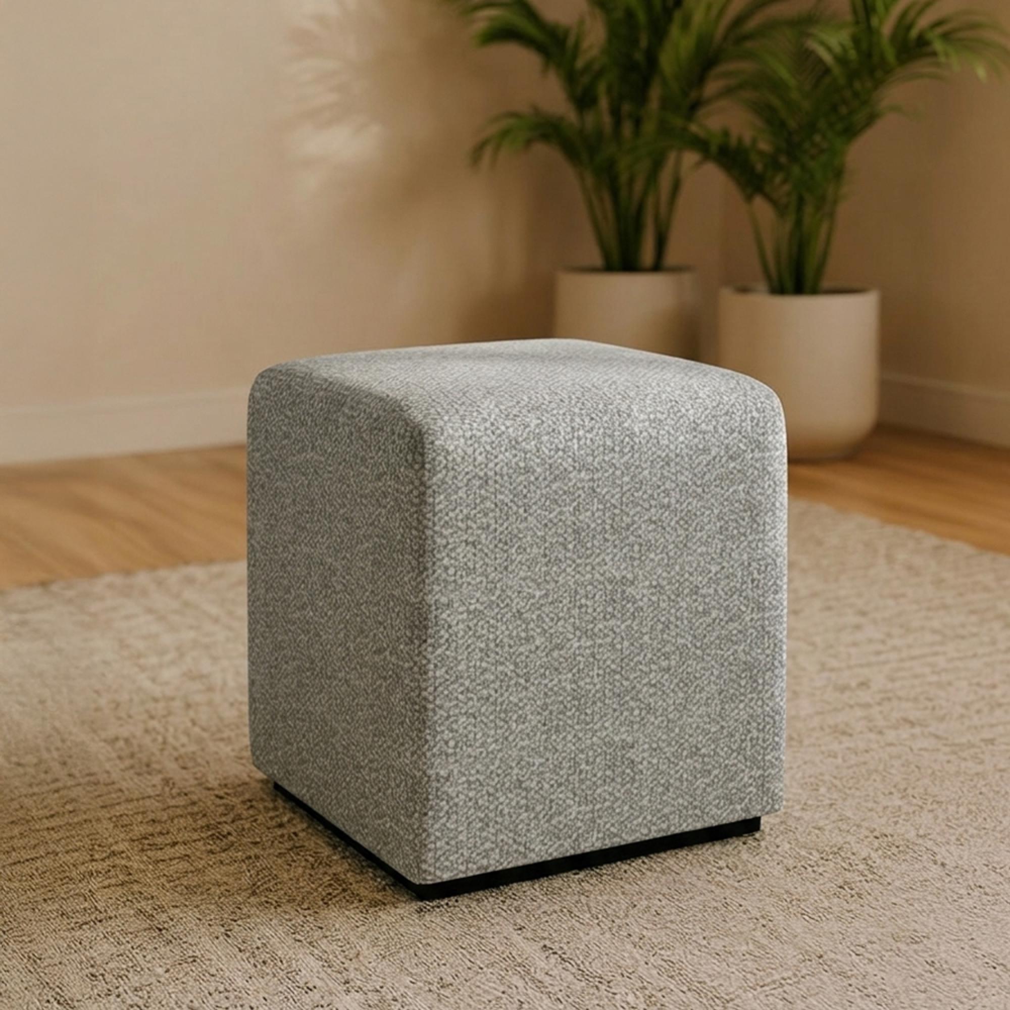 Ben Stool - Square - Calico - Boucle Fabric
