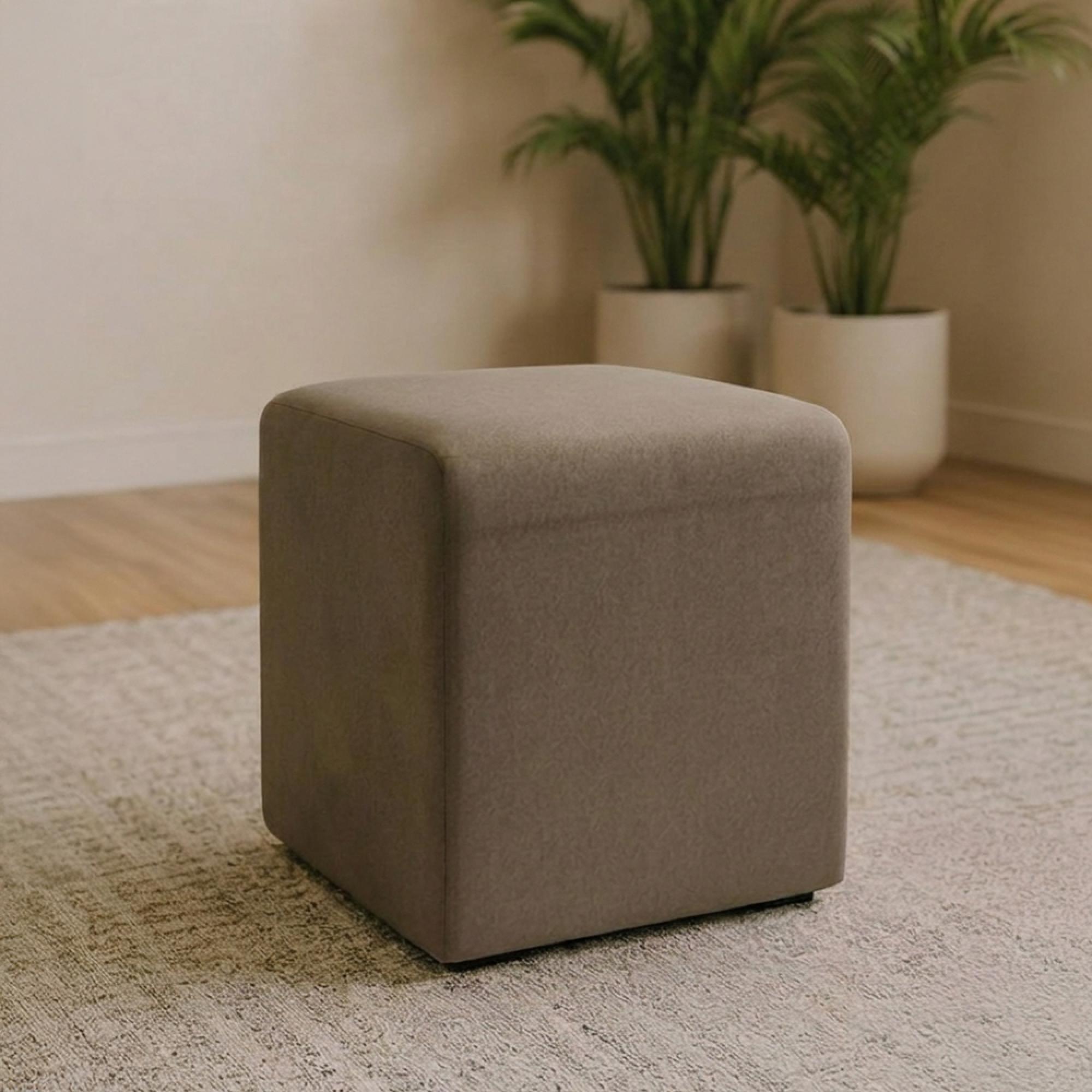 Ben Stool - Square - Cedar Brown - Boucle Fabric
