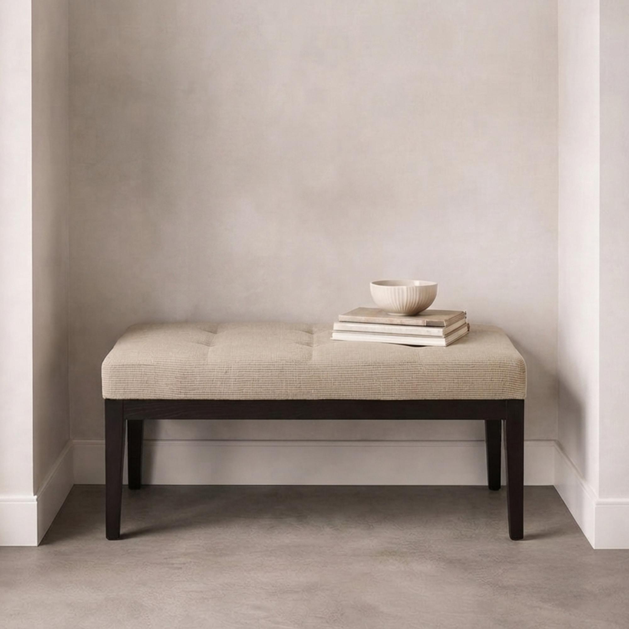 Orchid Stool - 2 Door - Padded - Wenge Black and Beige - Fabric and Wood