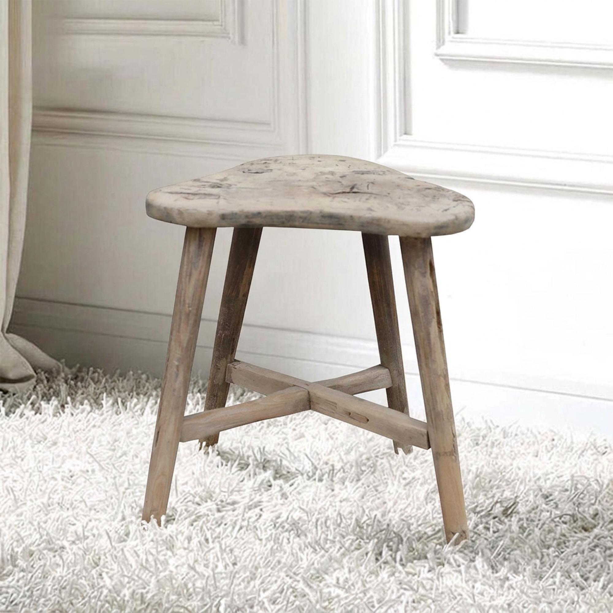 Milking Stool - Rustic Natural - Solid Wood