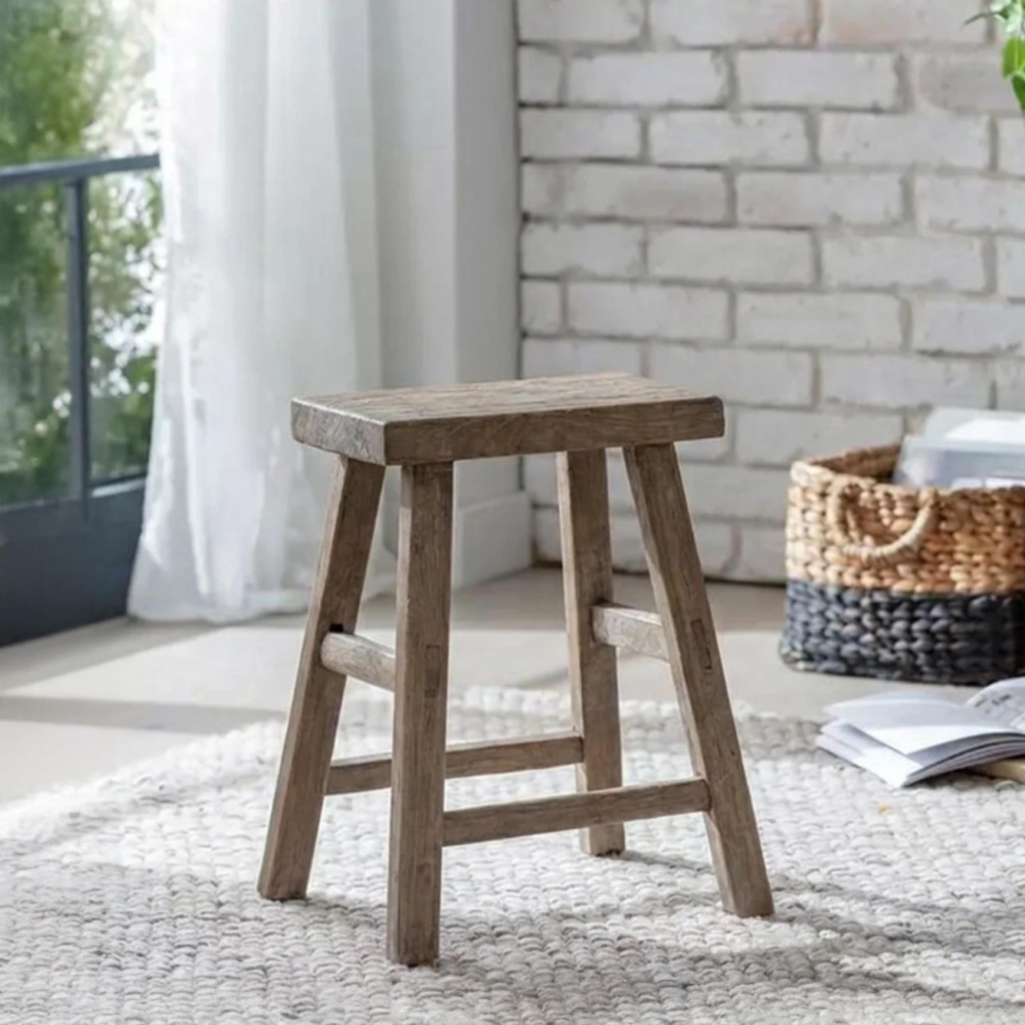 Stool - Rustic Natural - Elm Wood