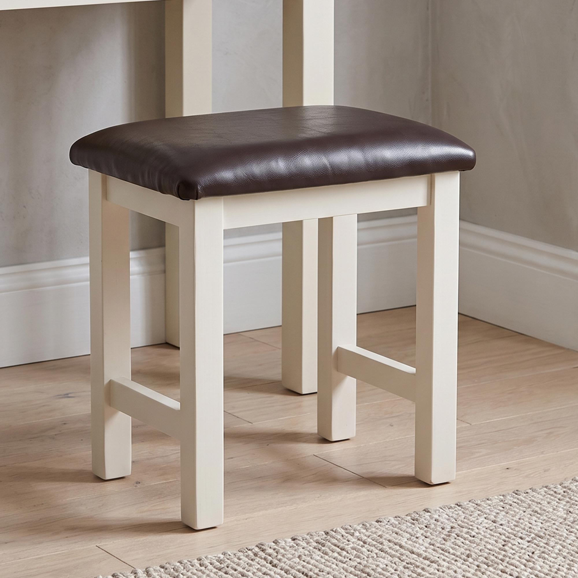 Melbourne White Painted Square Dressing Stool