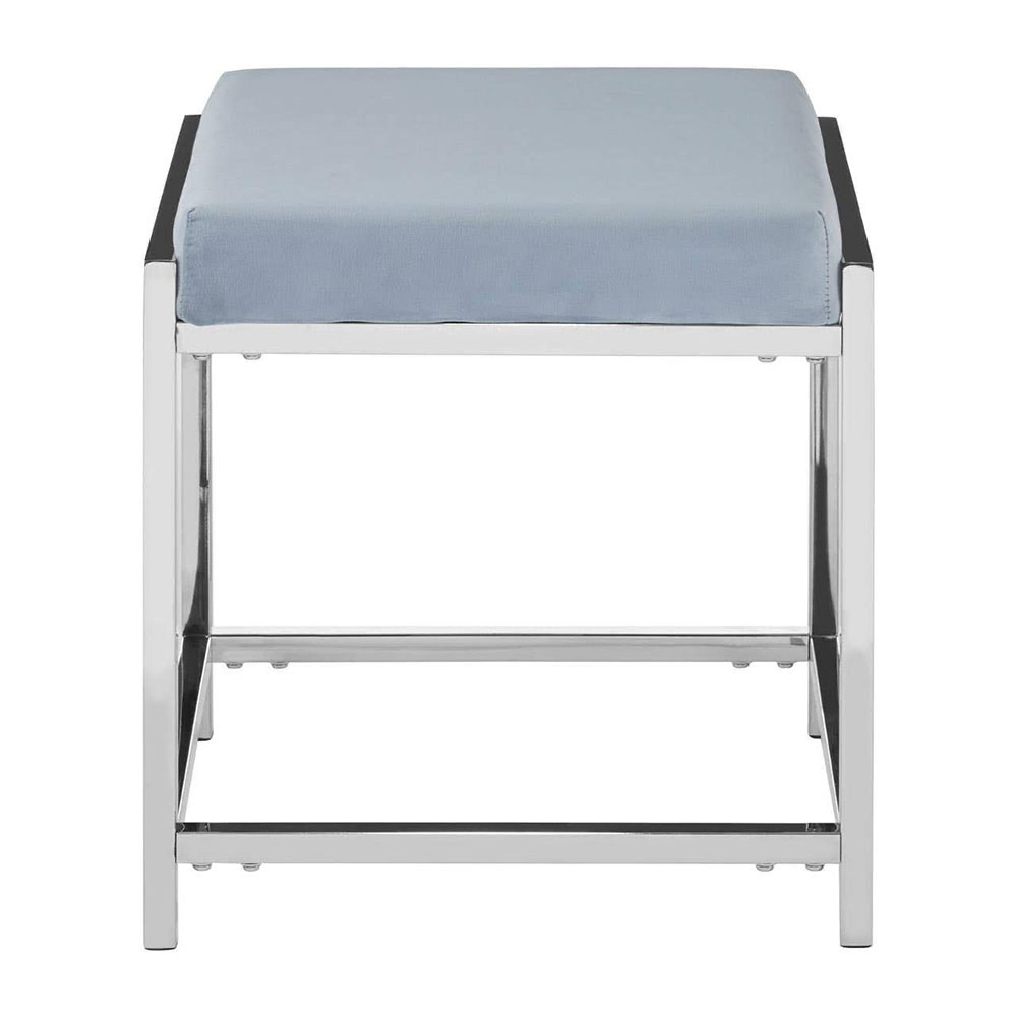 Allure Stool - Powder Blue Velvet Fabric - Chrome Legs