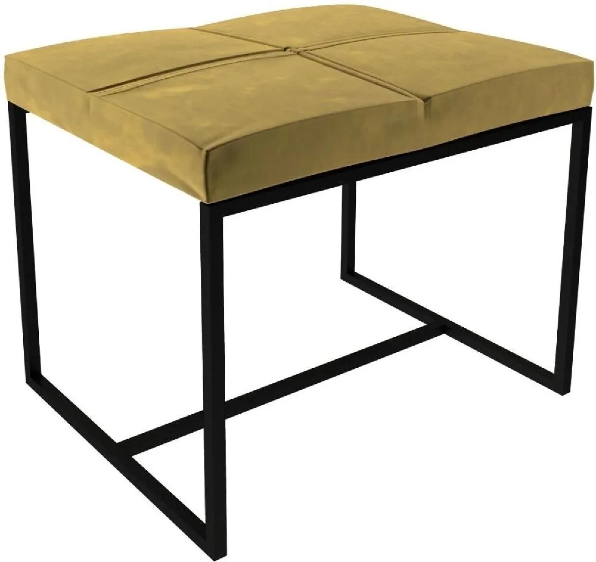 Clearance - Federico Upholstered Stool - Small - Mustard Velvet with Black Metal Frame - FSS12618