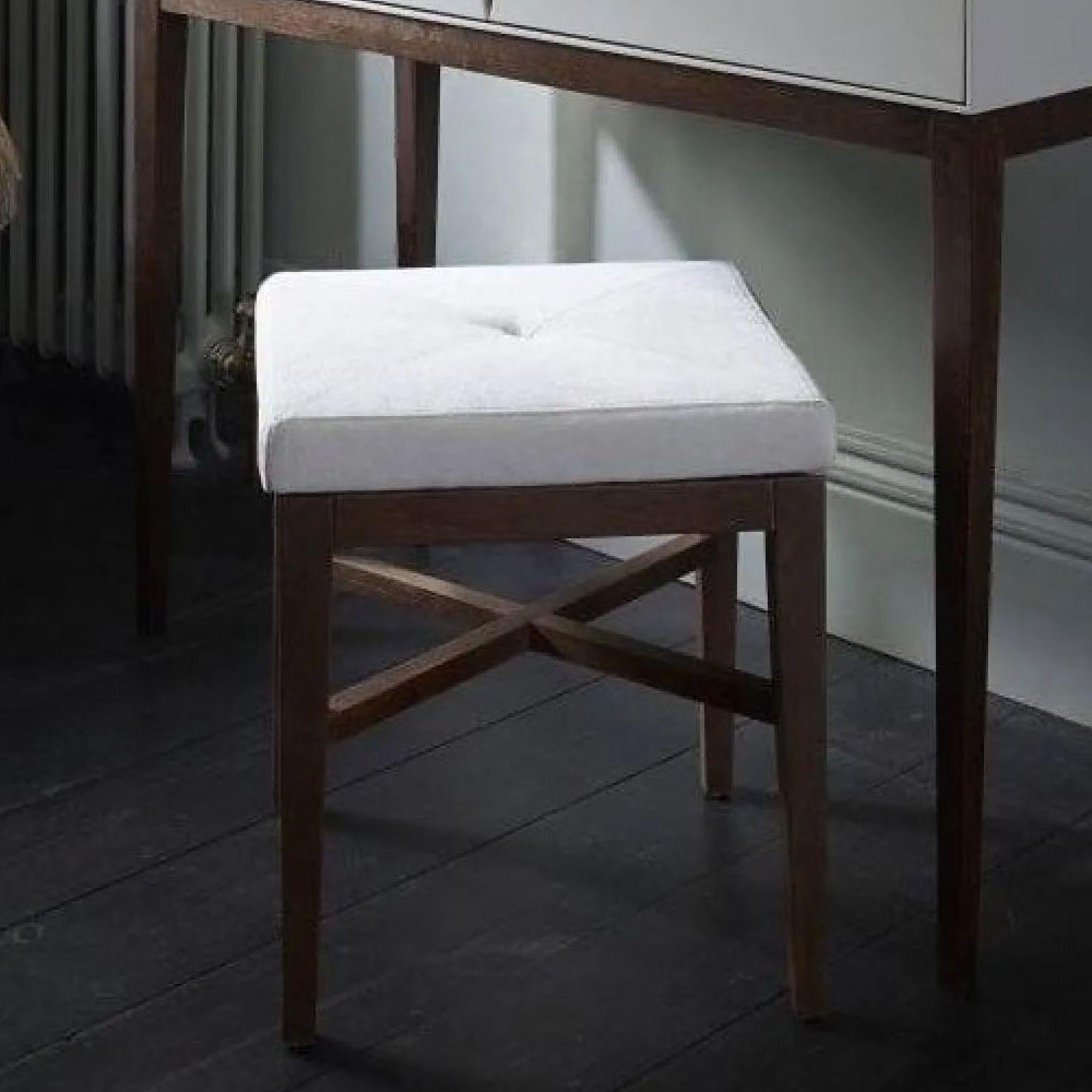 Clearance - Stratford Upholstered Stool - Off White and Walnut - A161