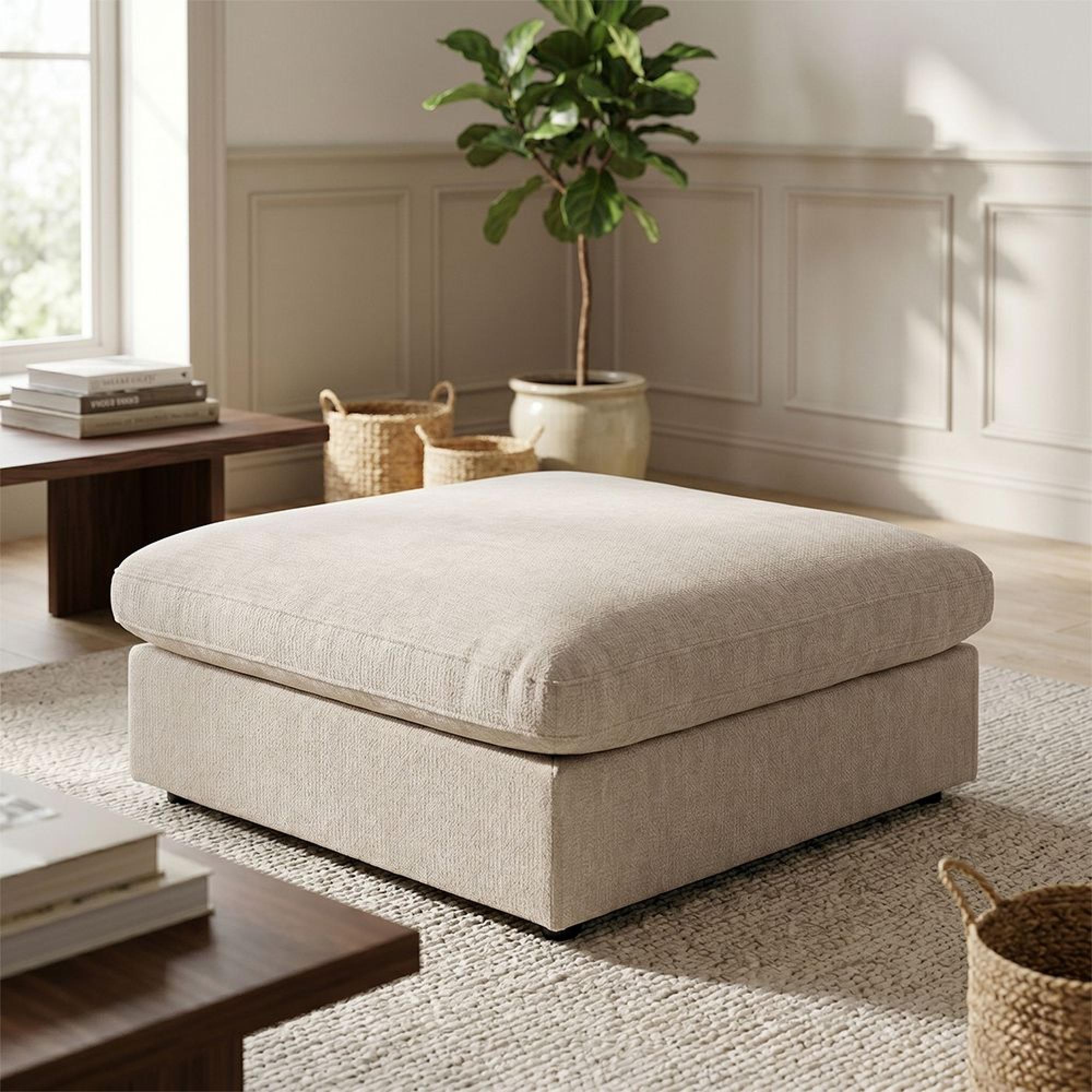 Haven Footstool - Biscuit - Fabric
