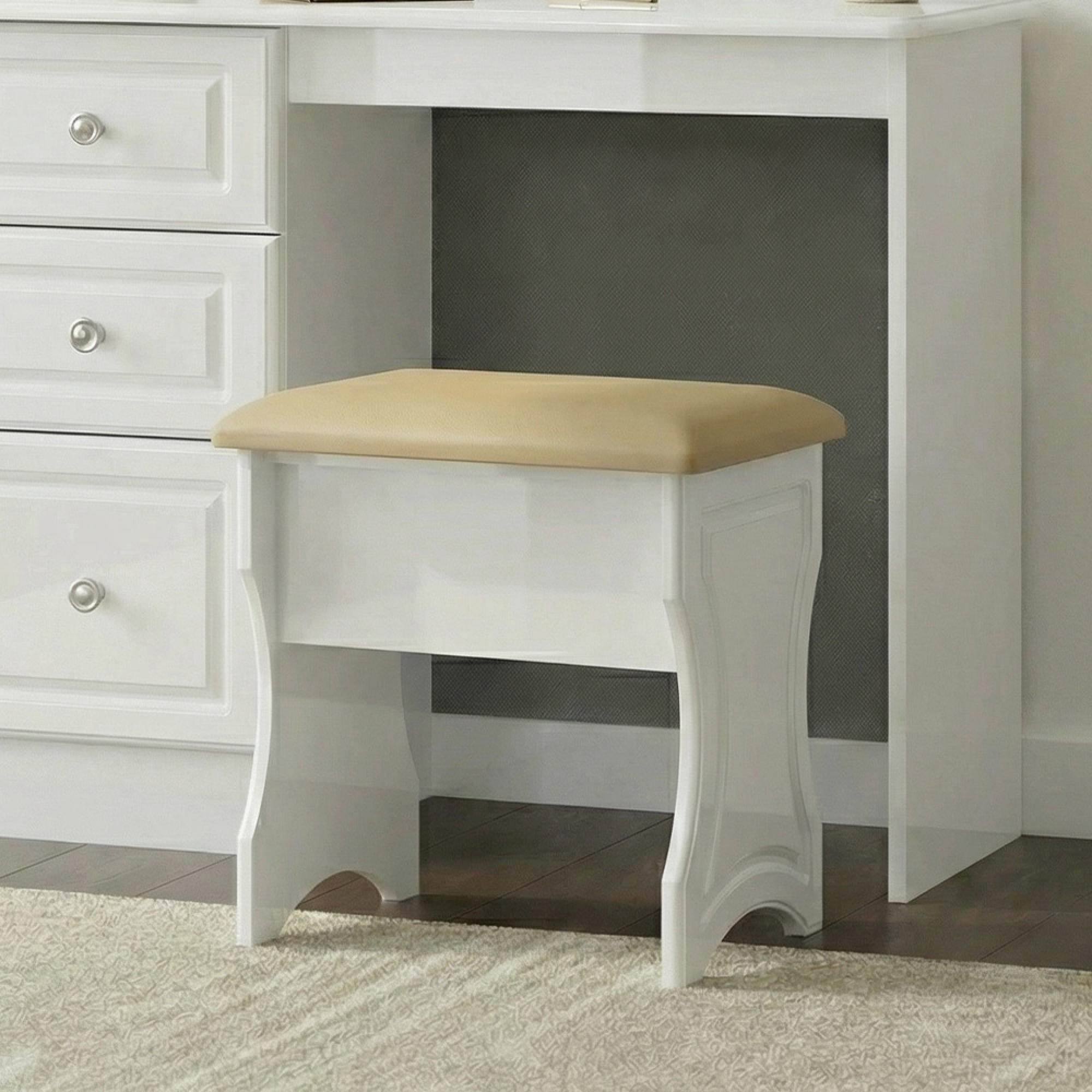 Pembroke Dressing Stool - Padded - White Gloss