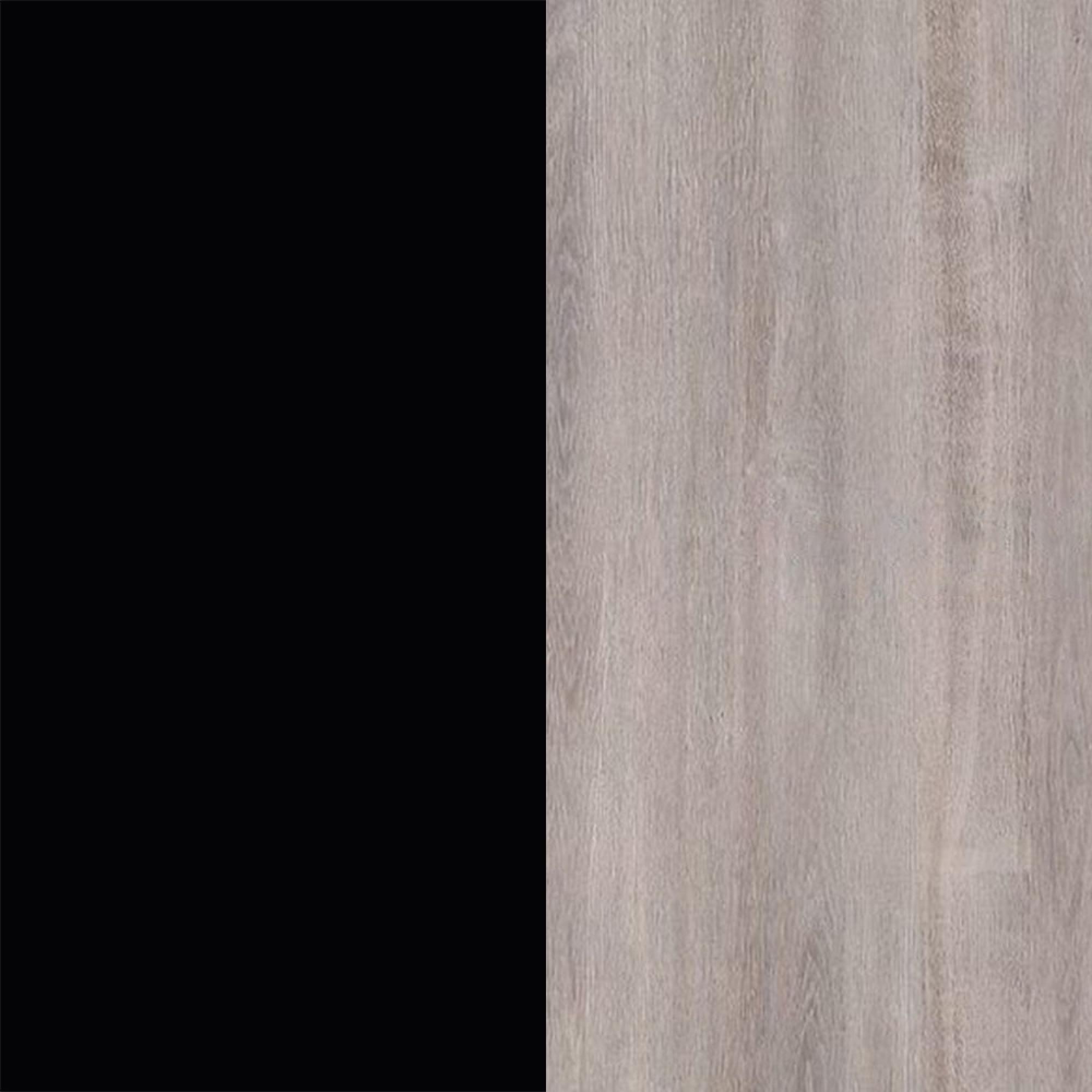 Deep Black Front and Grey Oak Base