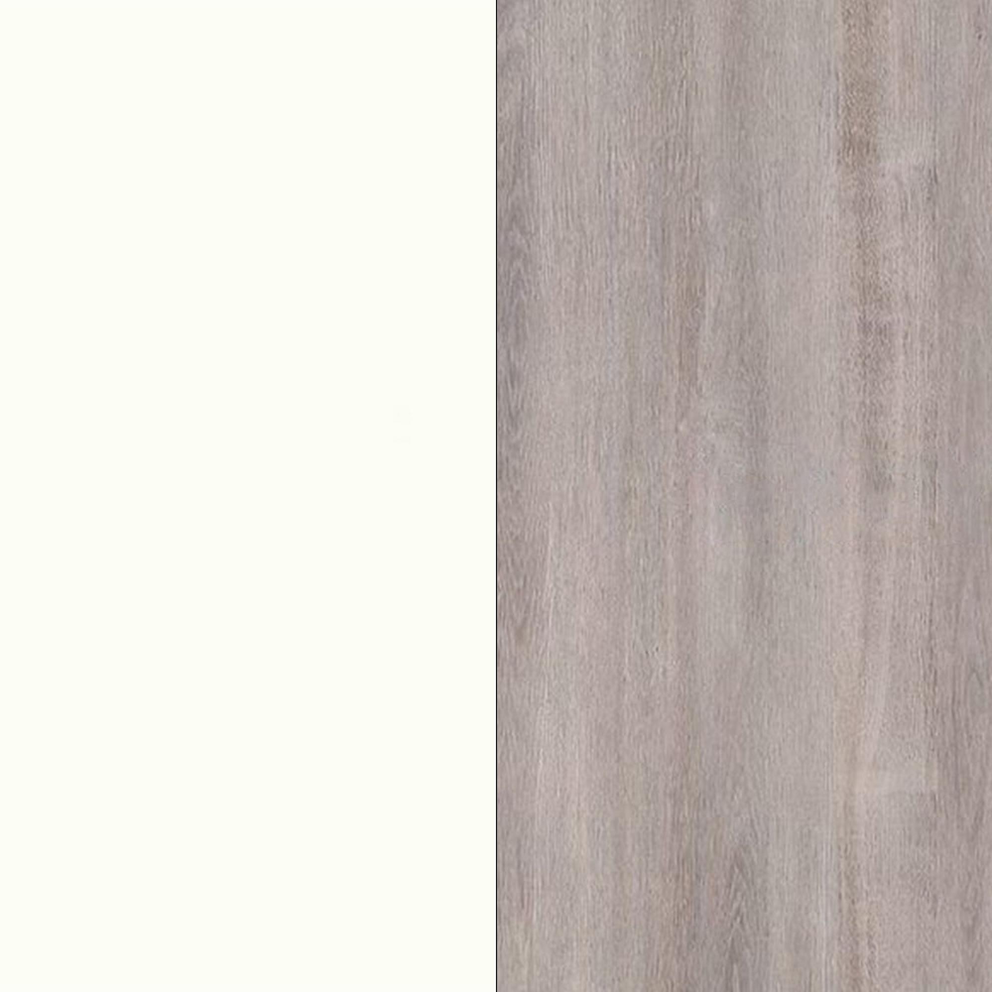 White Matt Front and Grey Oak Base