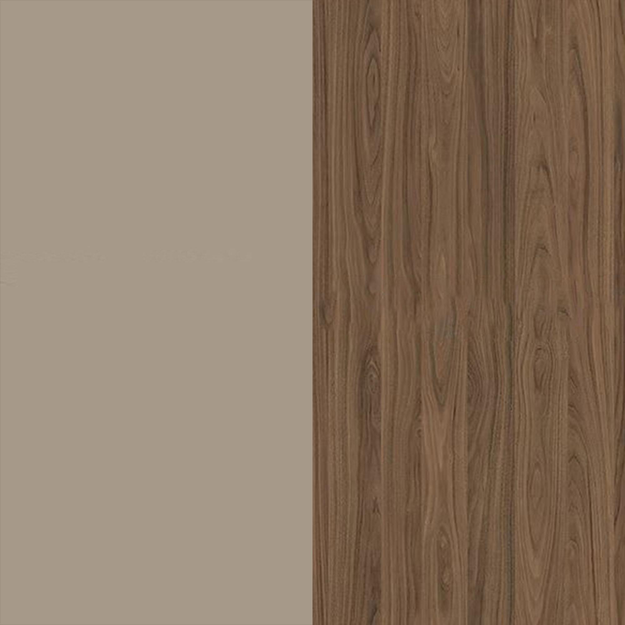 Mushroom Gloss Front and Carini Walnut Base