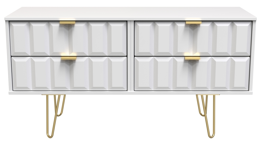 Cube Bed Box - with Gold Hairpin Legs - White