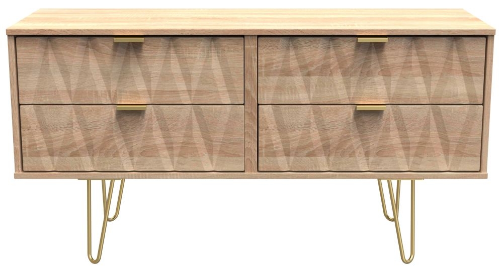 Diamond Bed Box - with Gold Hairpin Legs - Oak