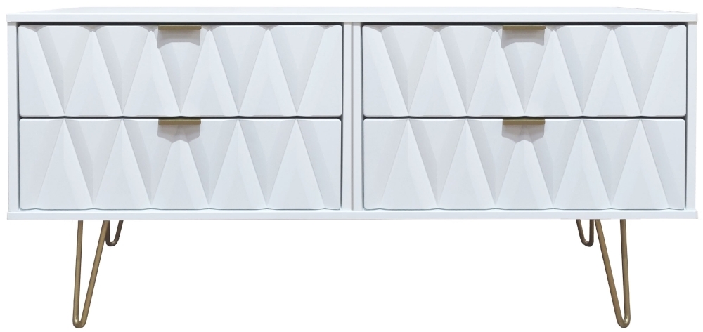 Diamond Bed Box - with Gold Hairpin Legs - White