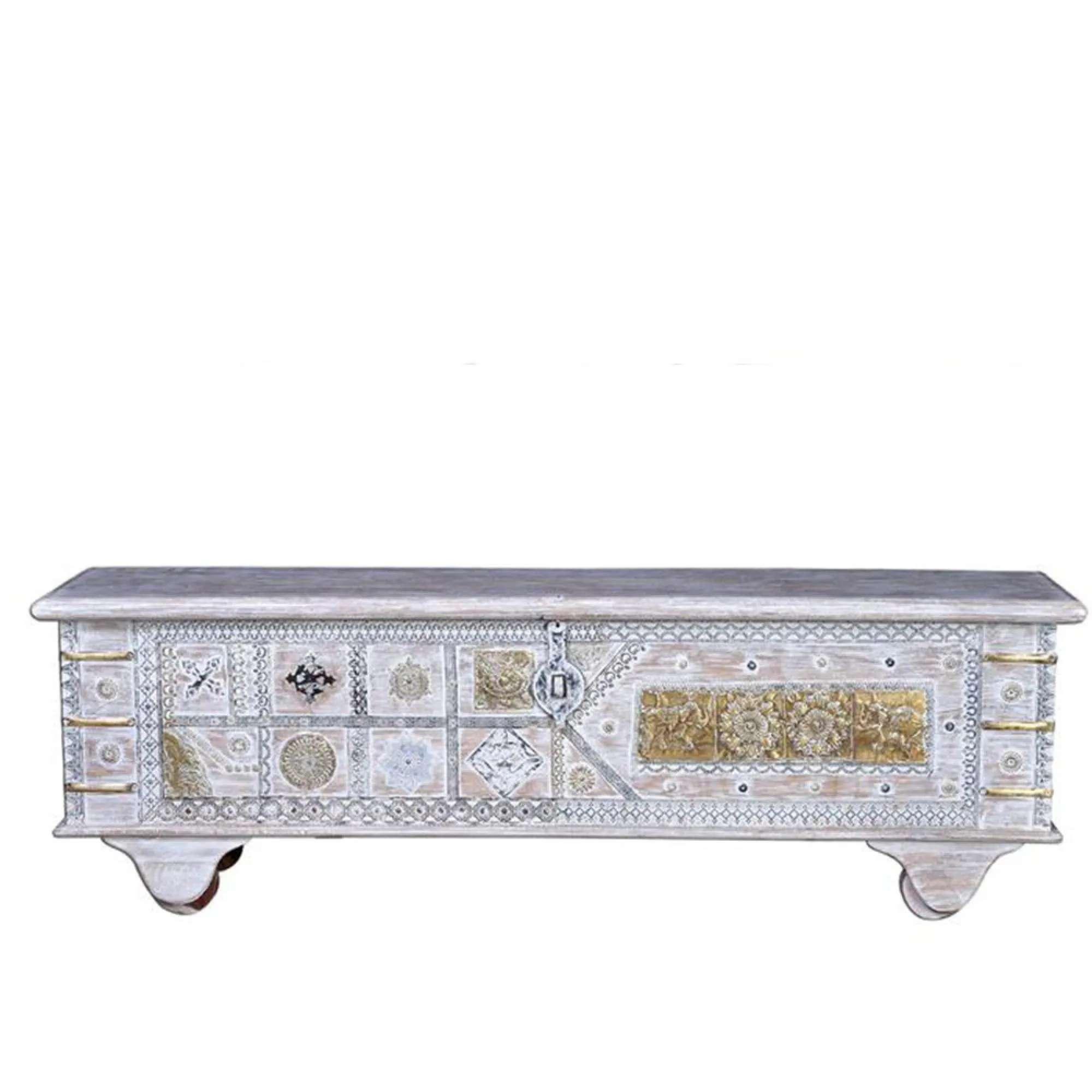 Erlach Storage Trunk - White - Mango Wood