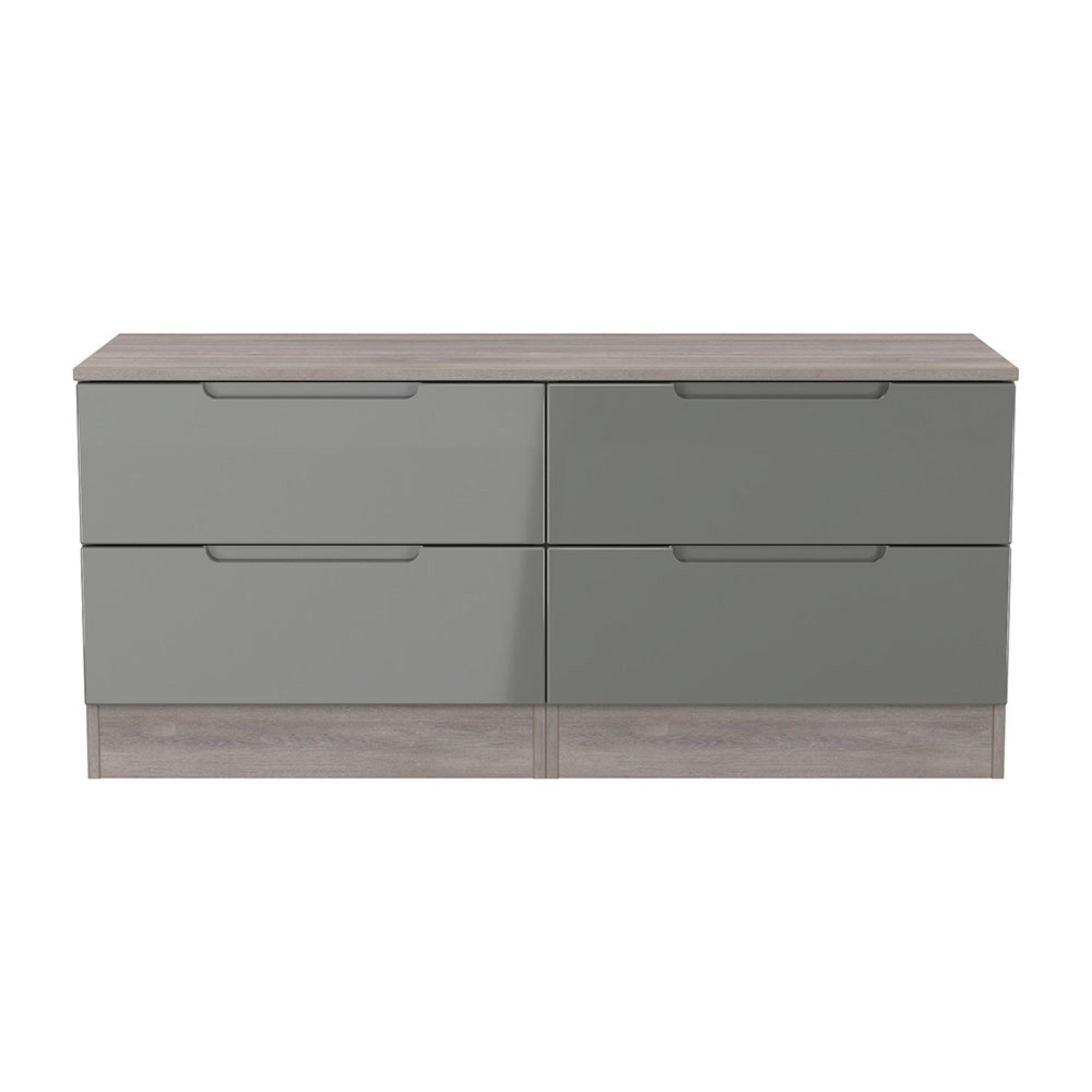 Milan Bed Box - Grey Gloss and Grey Oak